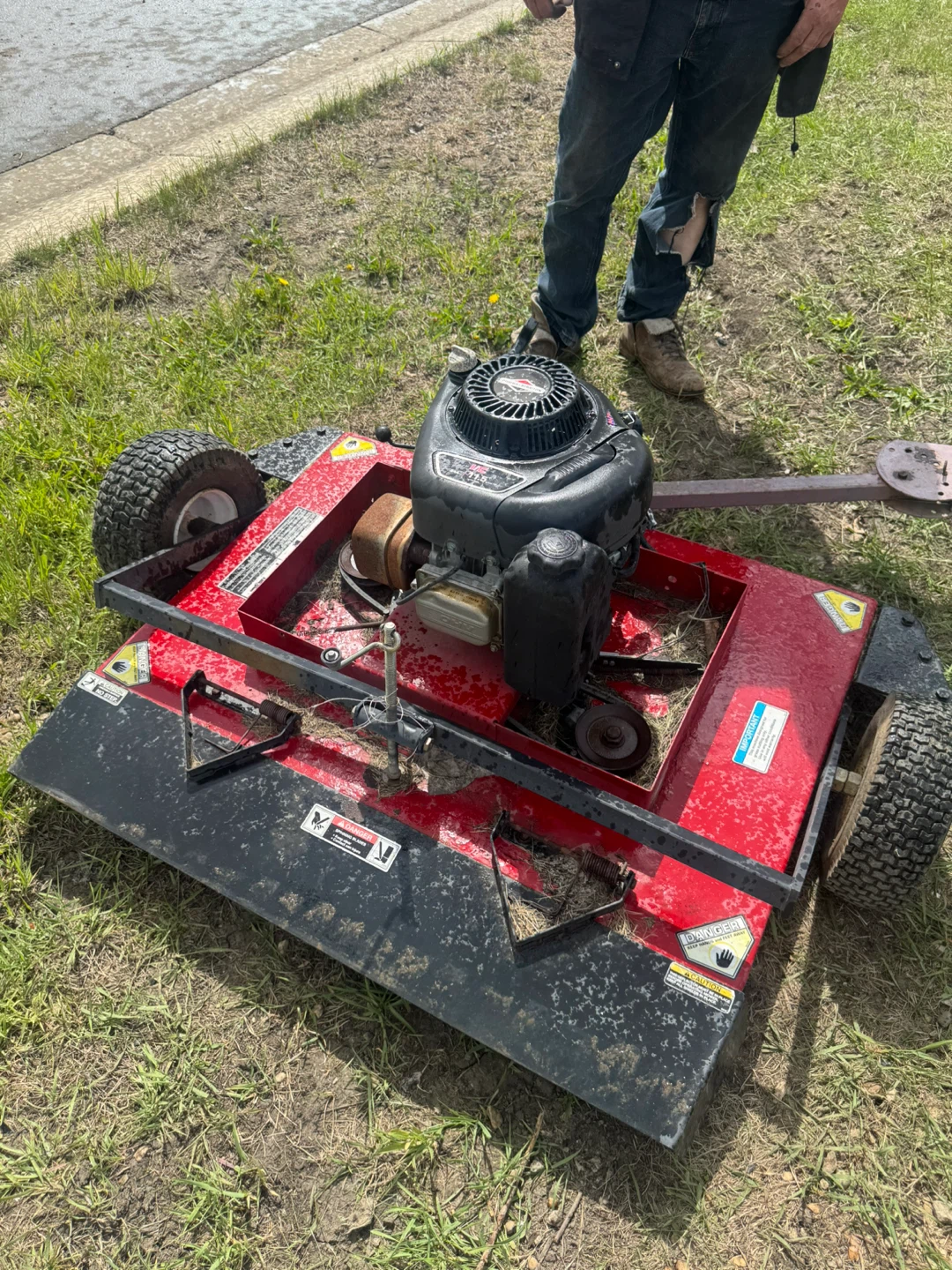 Ride-on Mower and Tow-Behind Brush Hog Mower