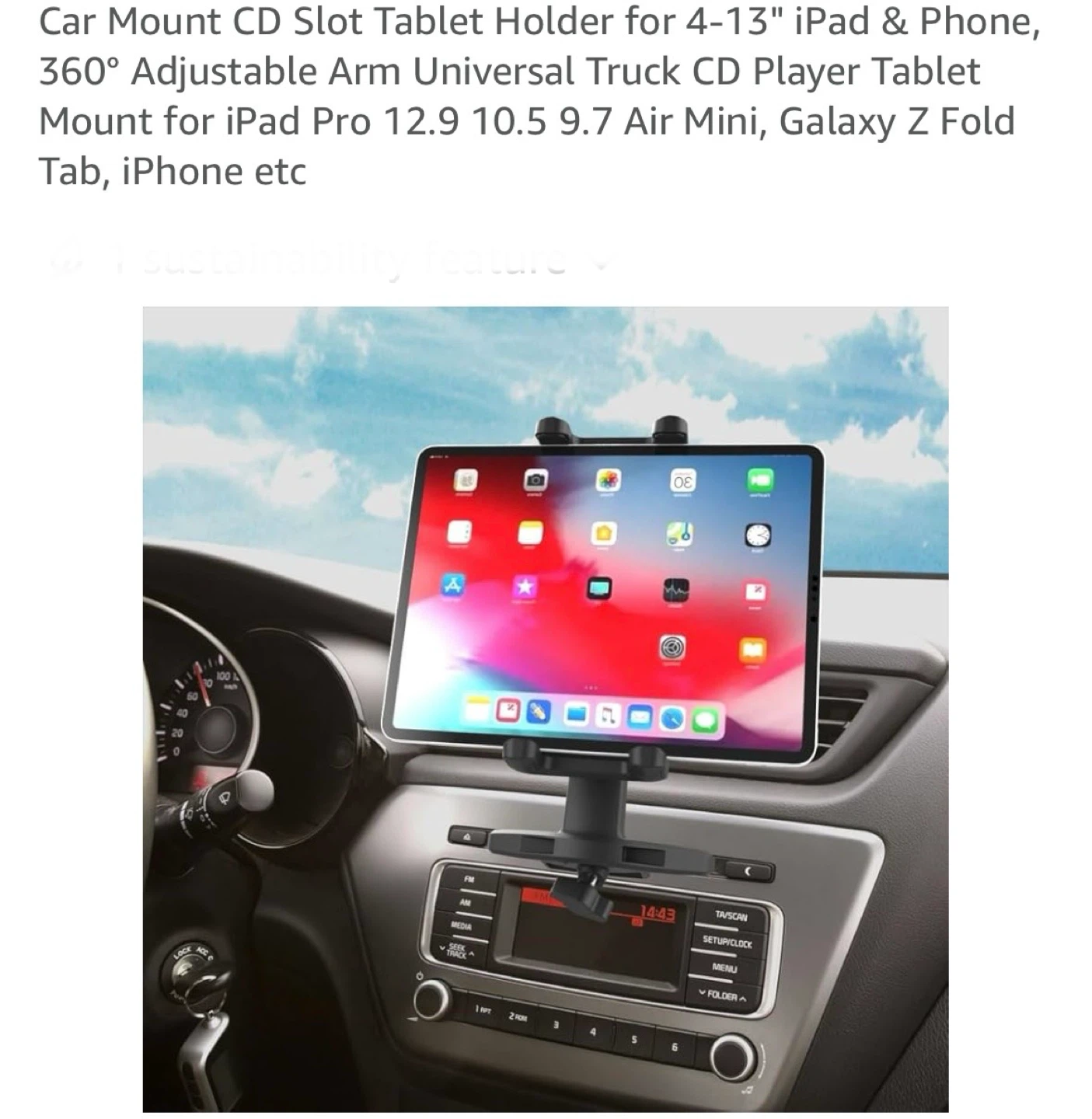 Car Mount CD Slot Tablet Holder for 4-13" iPad & Phone - photo 2