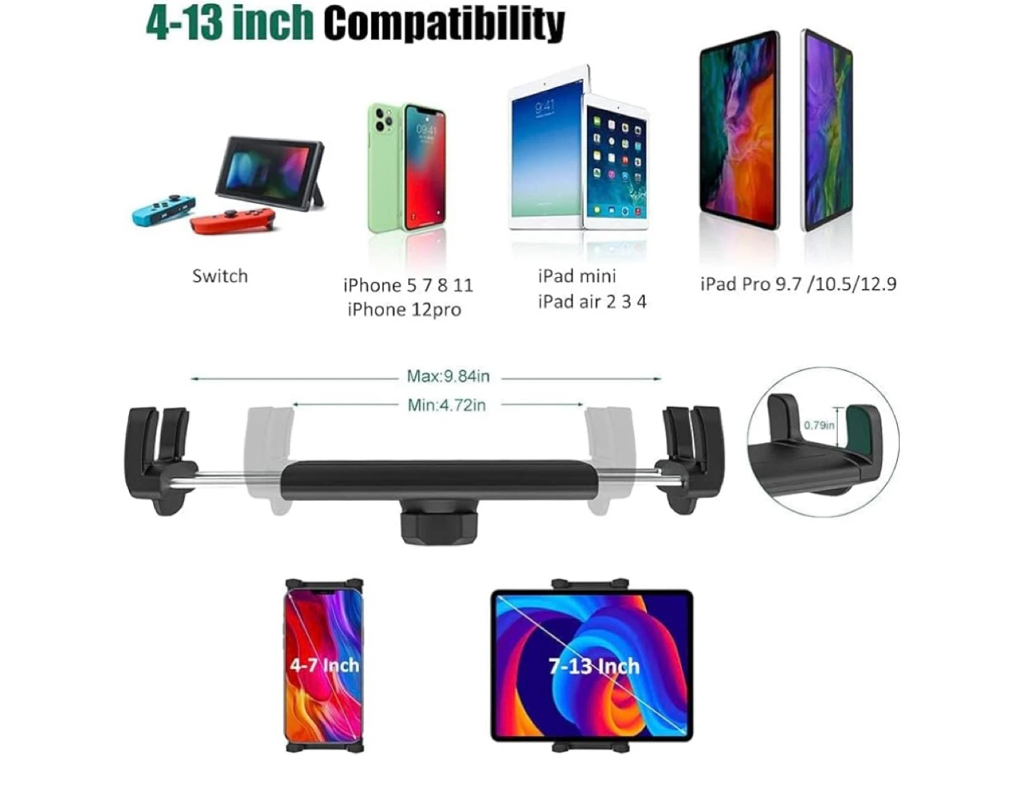 Car Mount CD Slot Tablet Holder for 4-13" iPad & Phone - photo 5