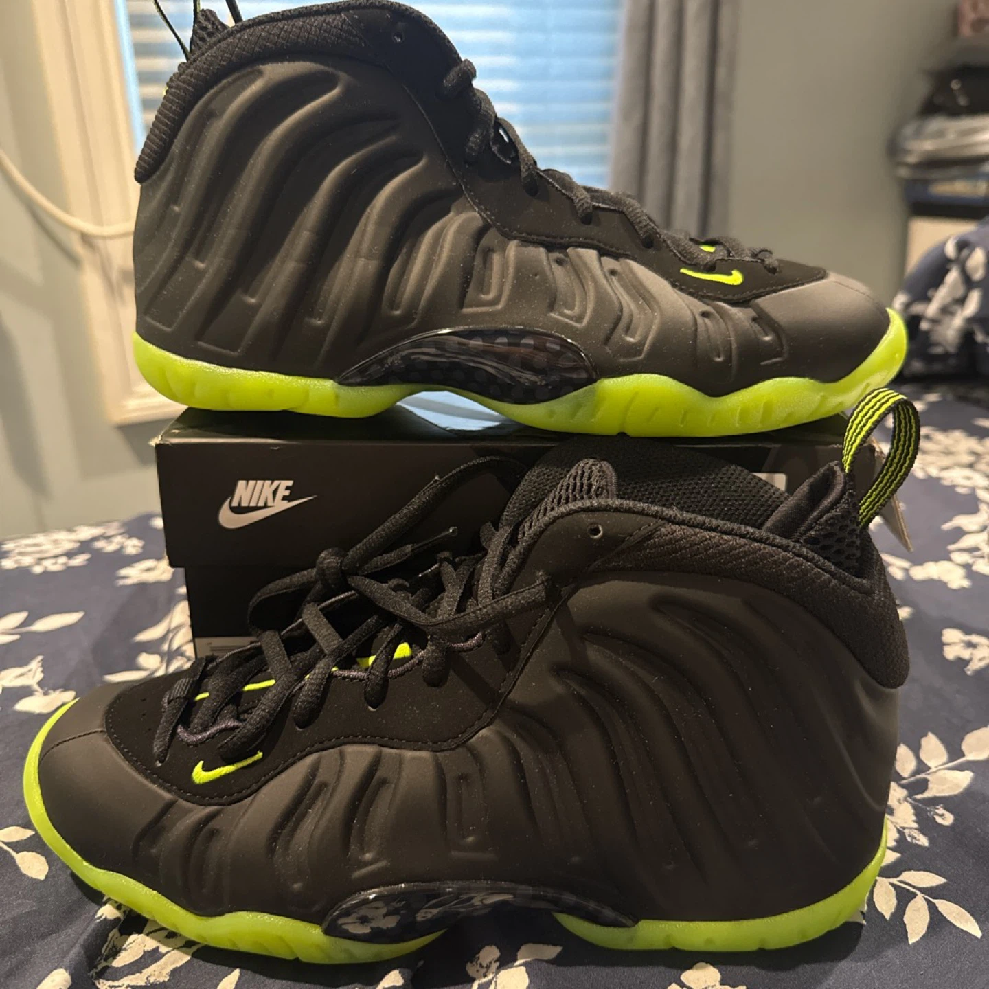 Nike Little Posite One (GS) Black Neon Youth Size 6Y - photo 4