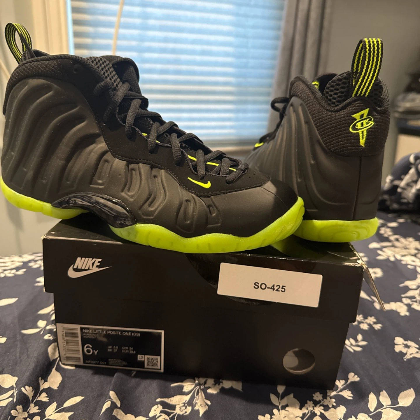 Nike Little Posite One (GS) Black Neon Youth Size 6Y - photo 3