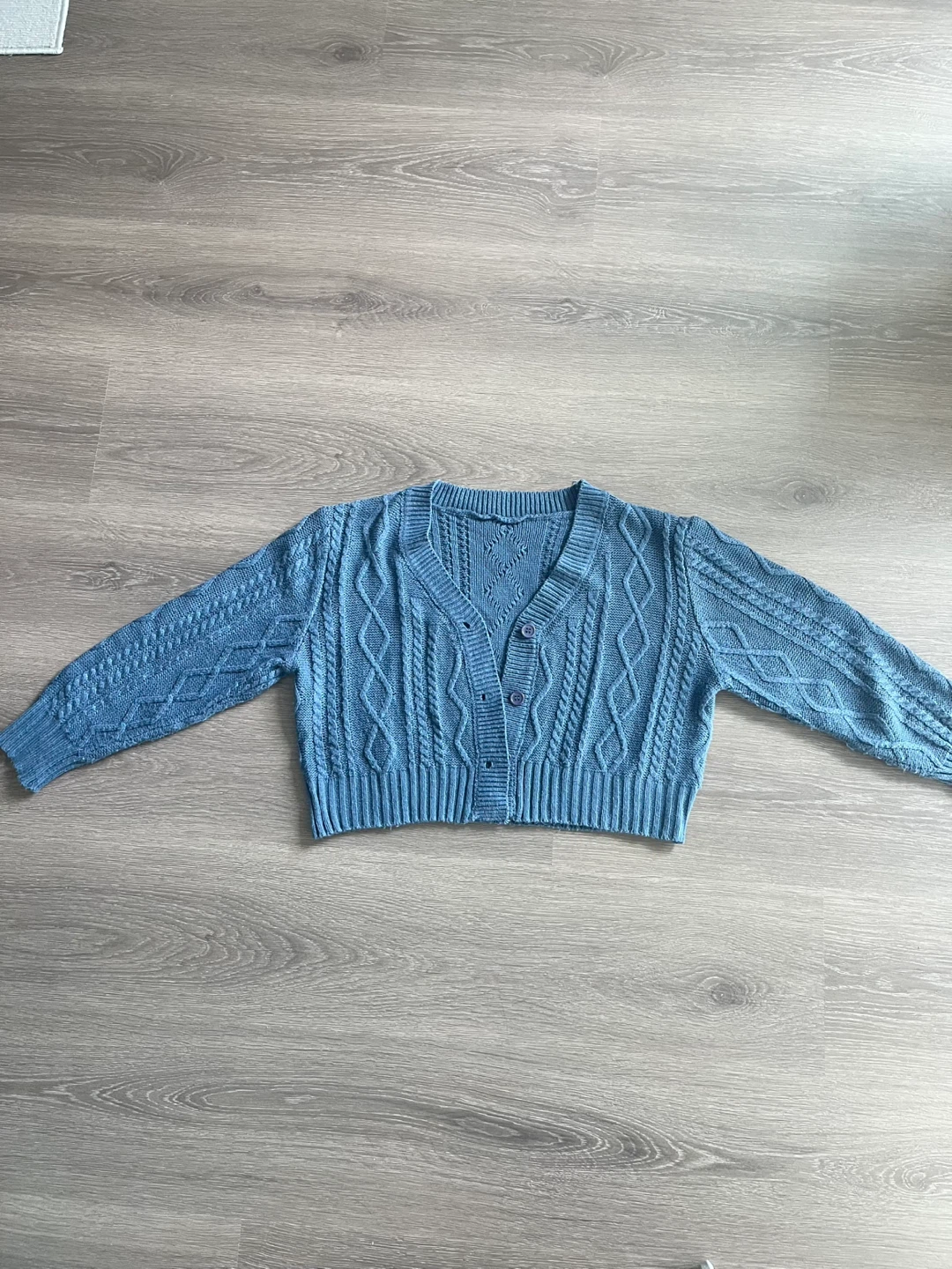 Blue Cable Knit Cardigan and Tank Top Set - photo 3