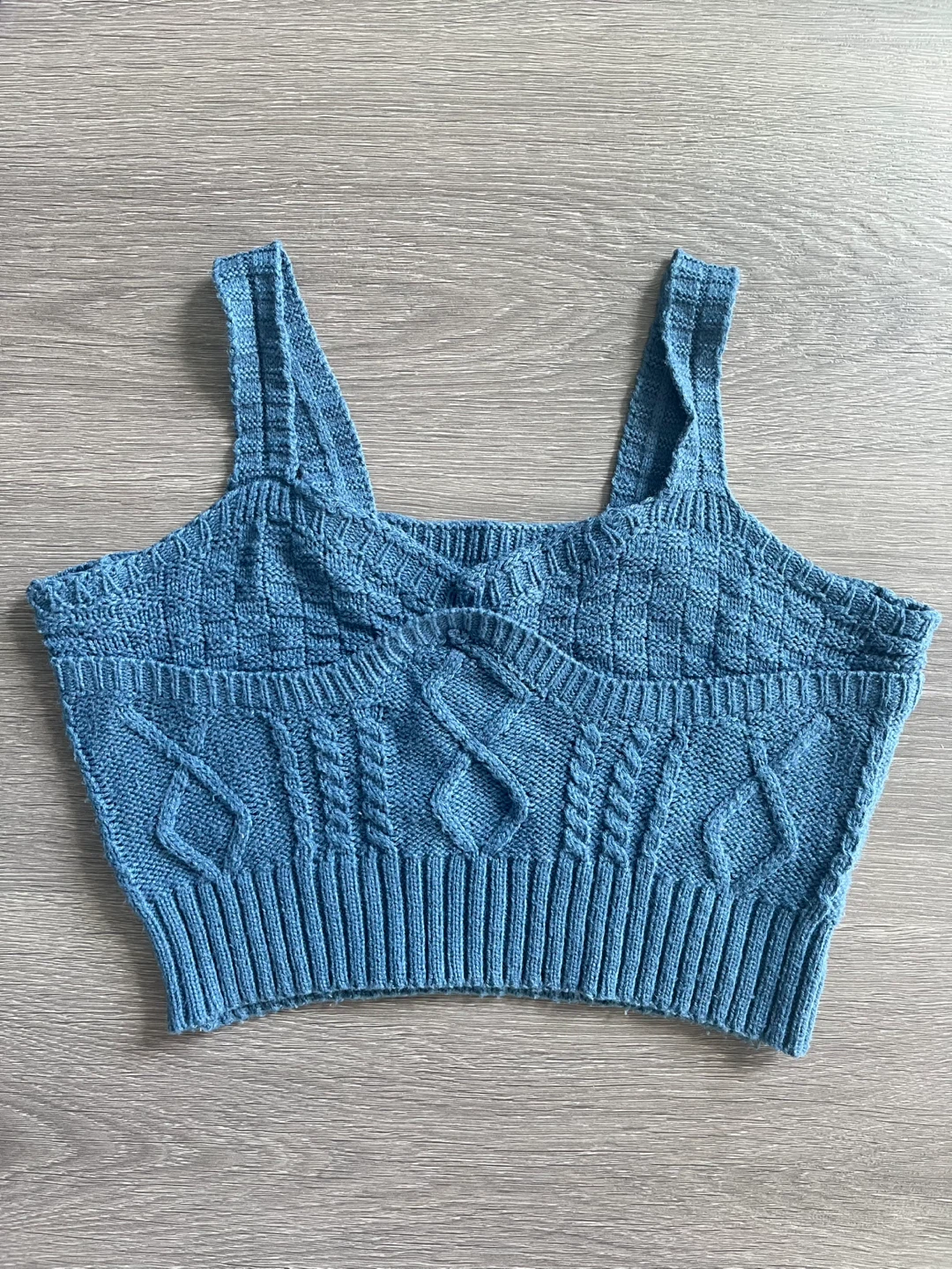 Blue Cable Knit Cardigan and Tank Top Set - photo 4