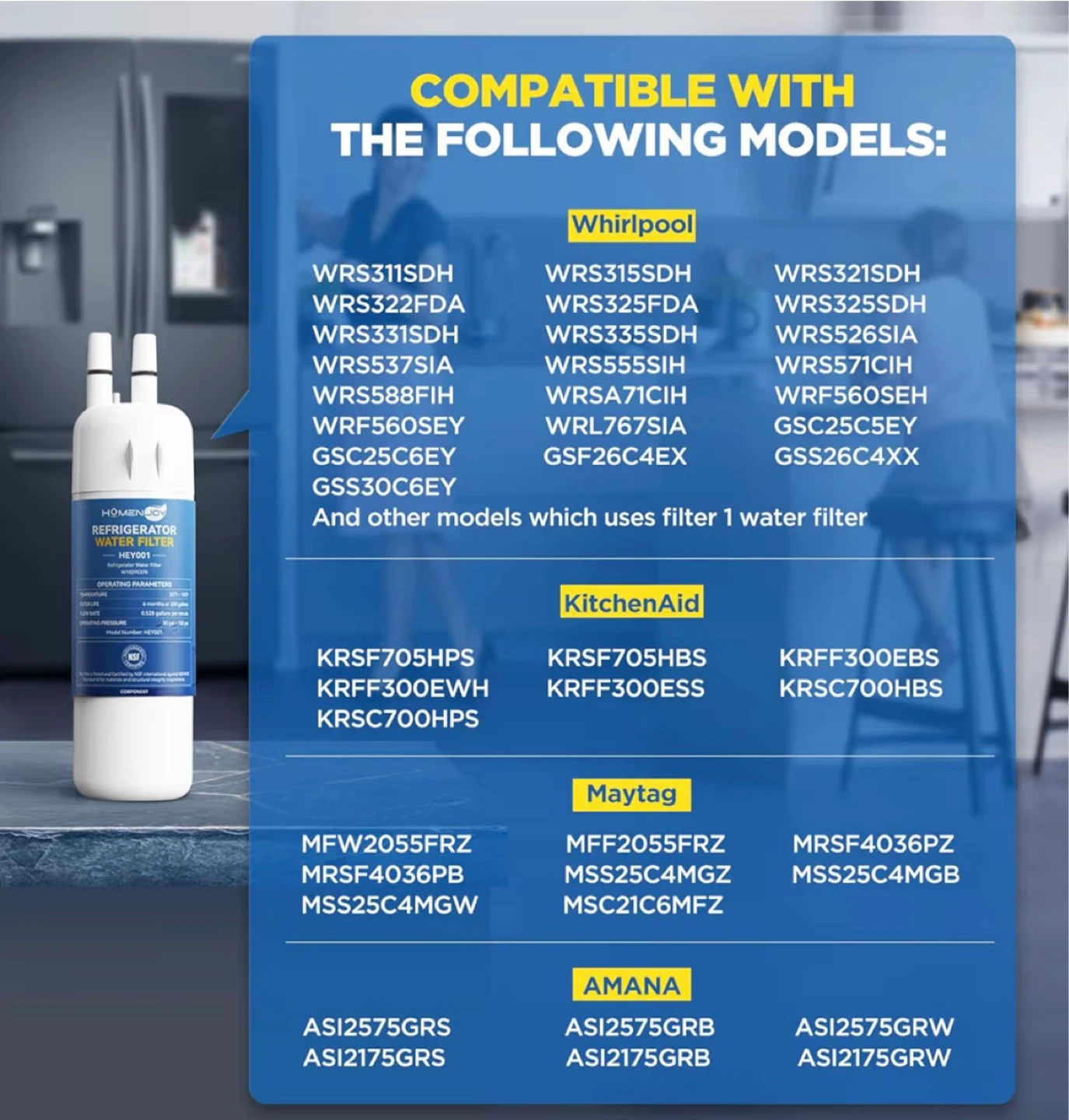 HOMENJOY Refrigerator Water Filter HEY001 - 3 Pack - photo 2