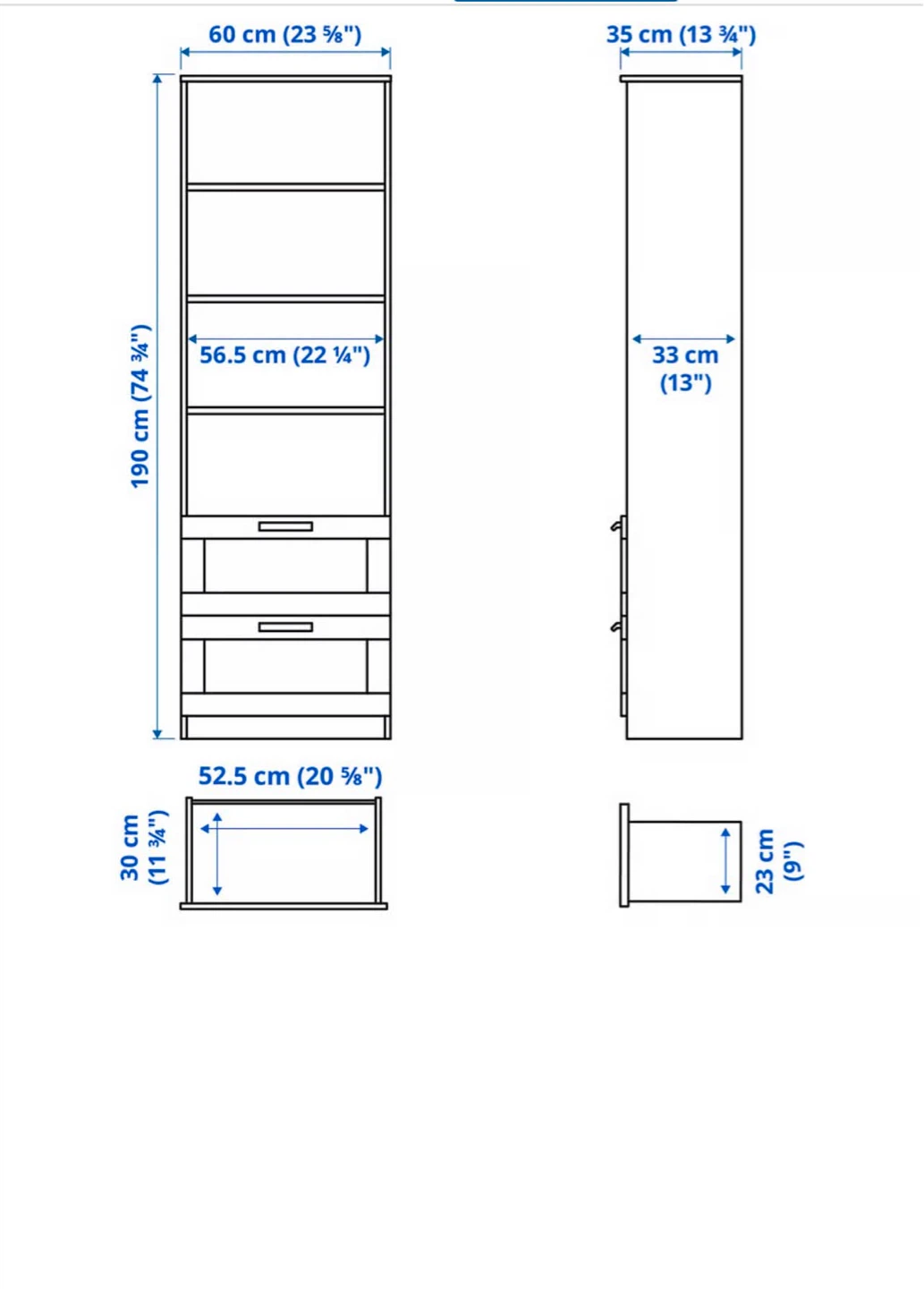 White Tall Bookshelf with Drawers - photo 5