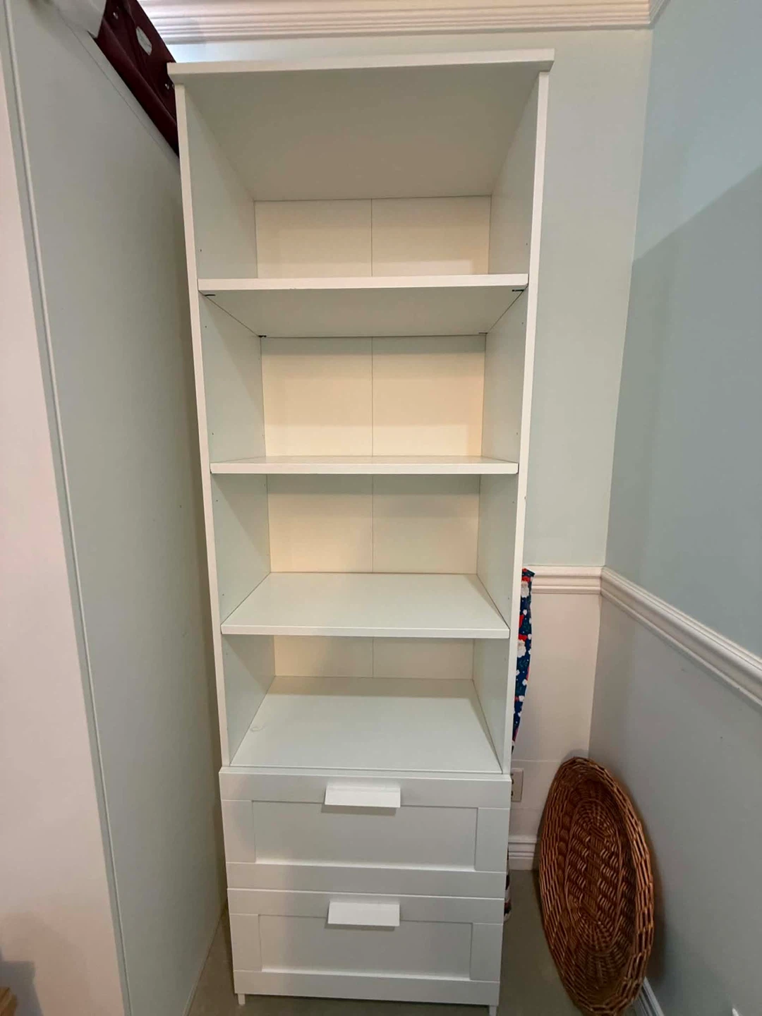 White Tall Bookshelf with Drawers - photo 3
