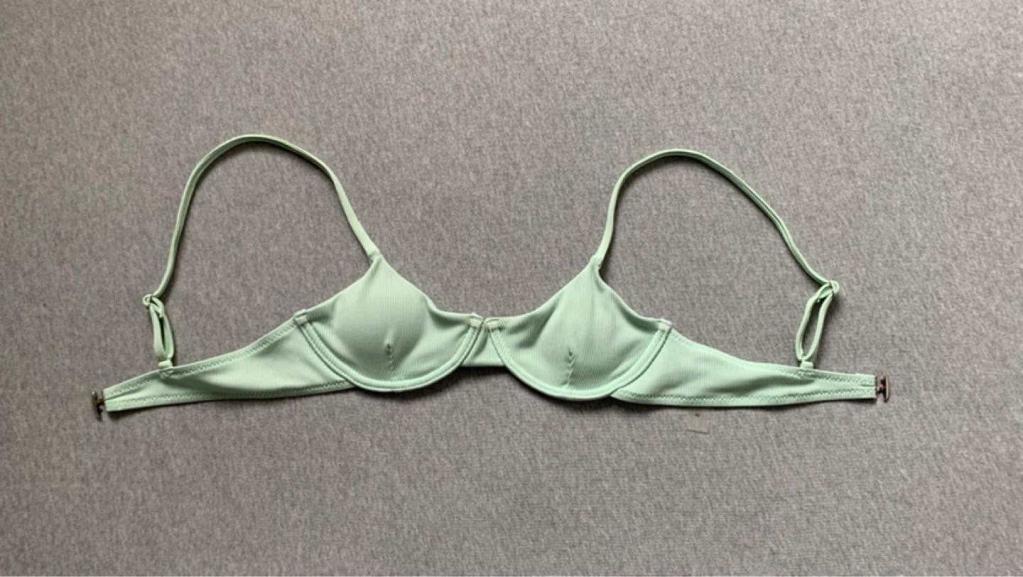 Small Mint Green Ribbed Bikini Top