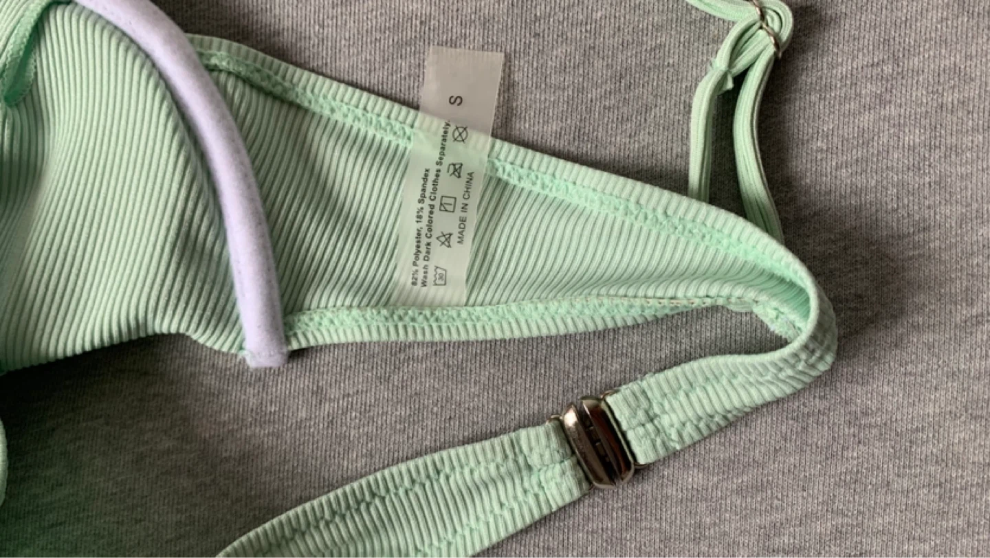 Small Mint Green Ribbed Bikini Top - photo 3