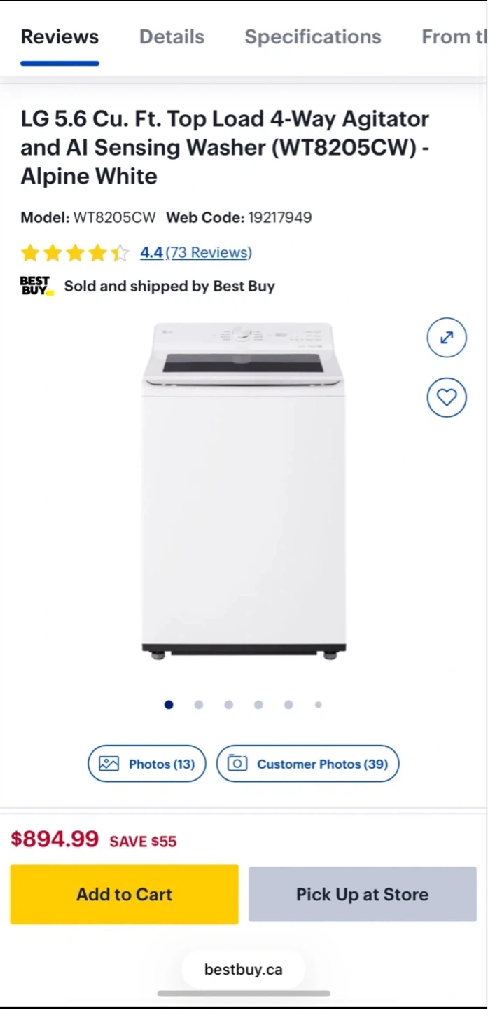 LG Top Load Washing Machine and LG Dryer