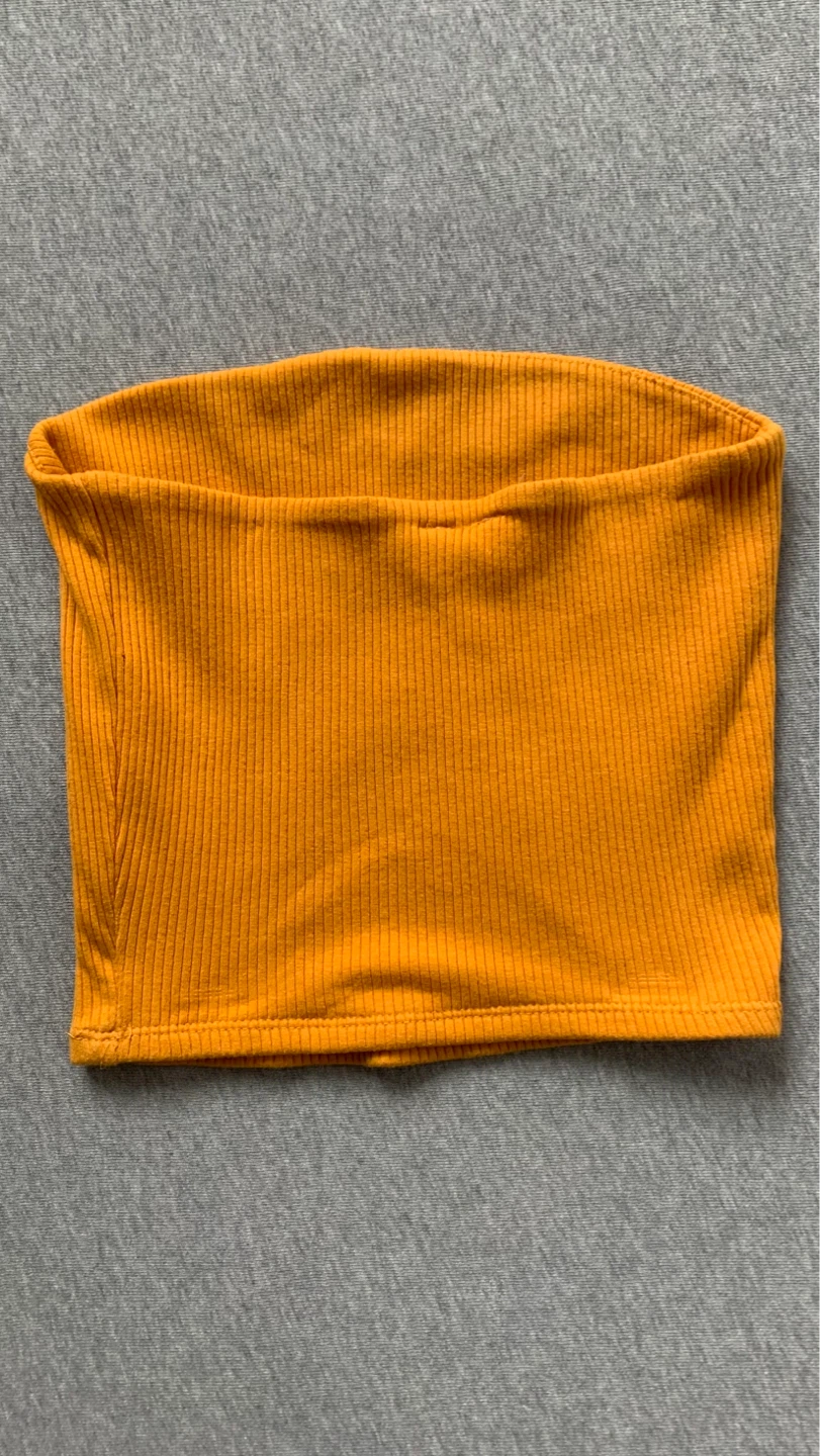 ‘Garage’ Orange Ribbed Tube Top - Size Small - photo 2
