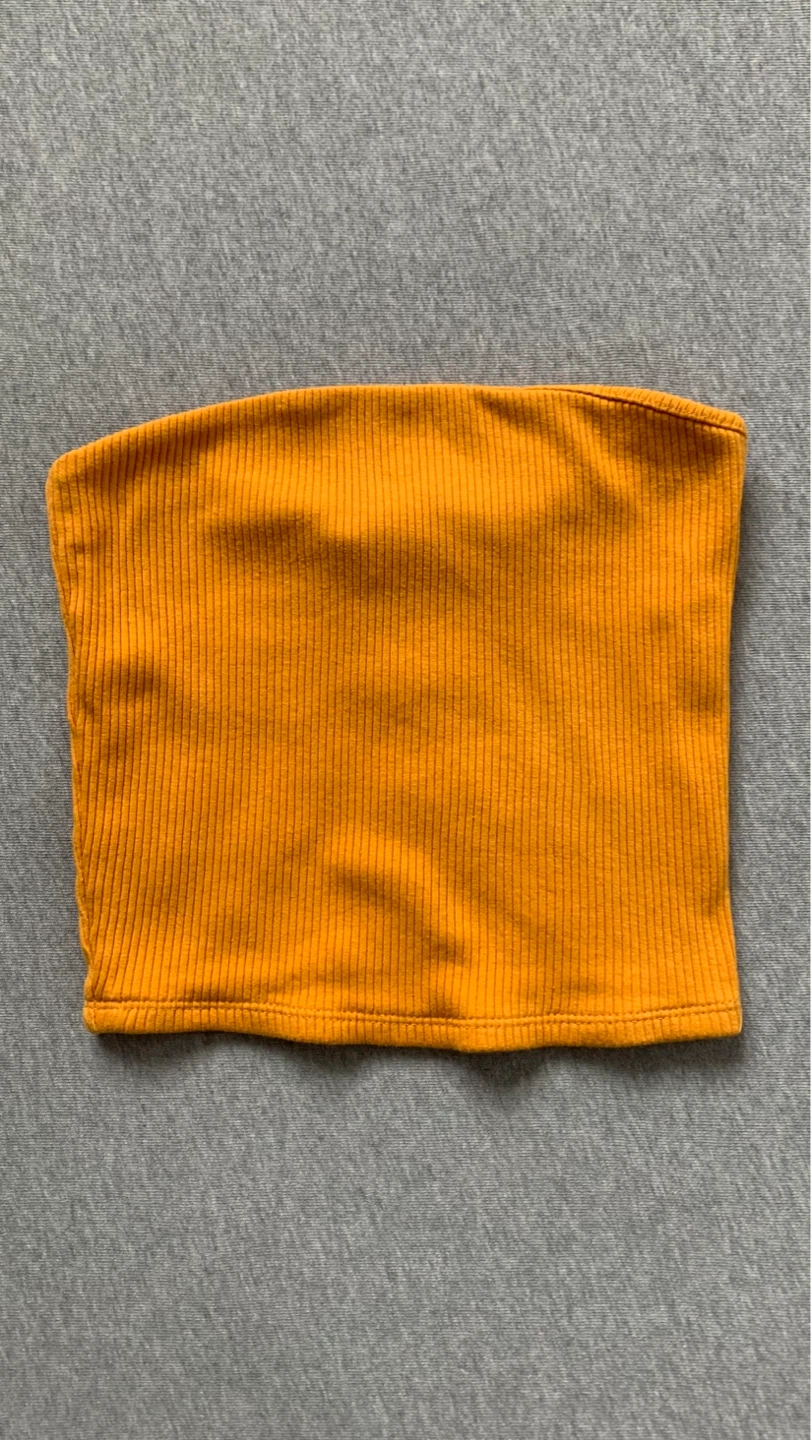‘Garage’ Orange Ribbed Tube Top - Size Small