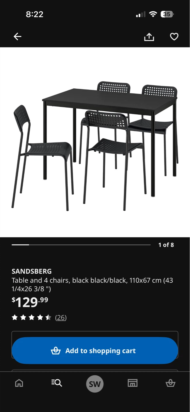 Black Dining Table and 4 Chairs Set - photo 2