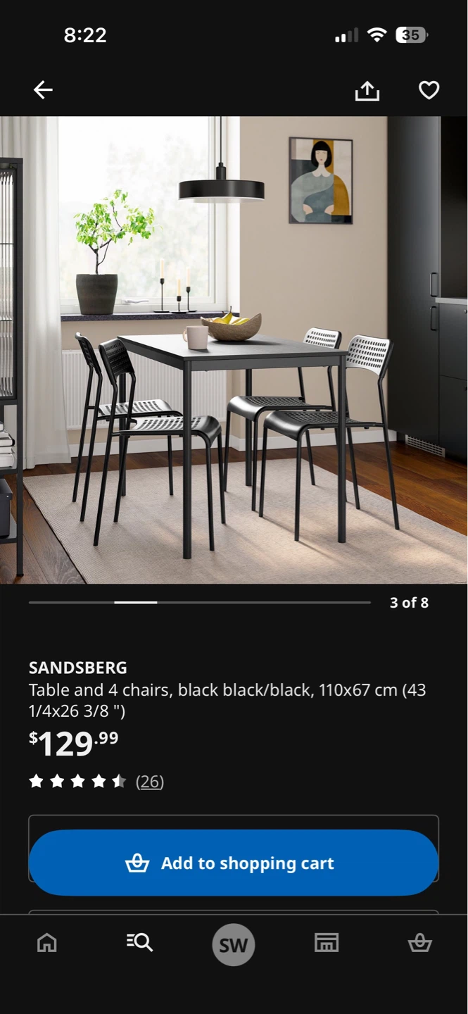 Black Dining Table and 4 Chairs Set - photo 3