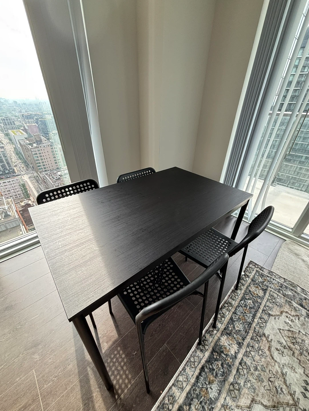 Black Dining Table and 4 Chairs Set