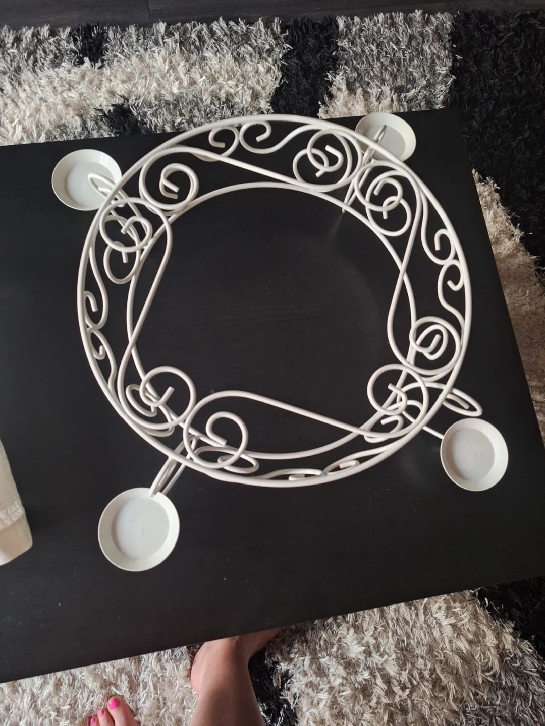 White metal decorative candle holder stand