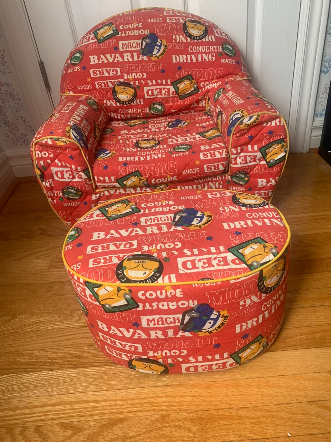 Bavaria Red Kids Car Themed Armchair and Ottoman Set