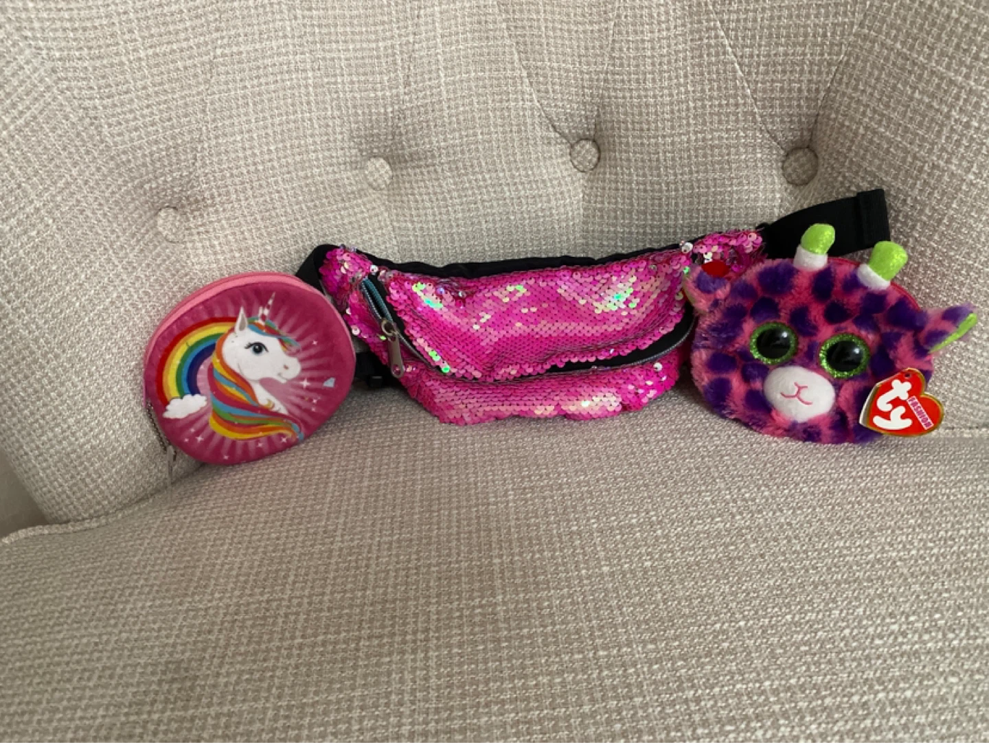 Claire's Pink Sequin Fanny Pack with Unicorn Pouch