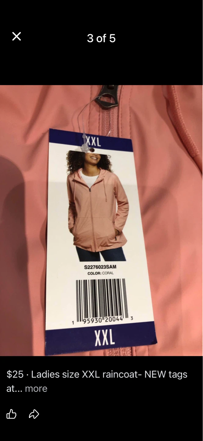 Ladies Coral Pink Raincoat - Size XXL - photo 3