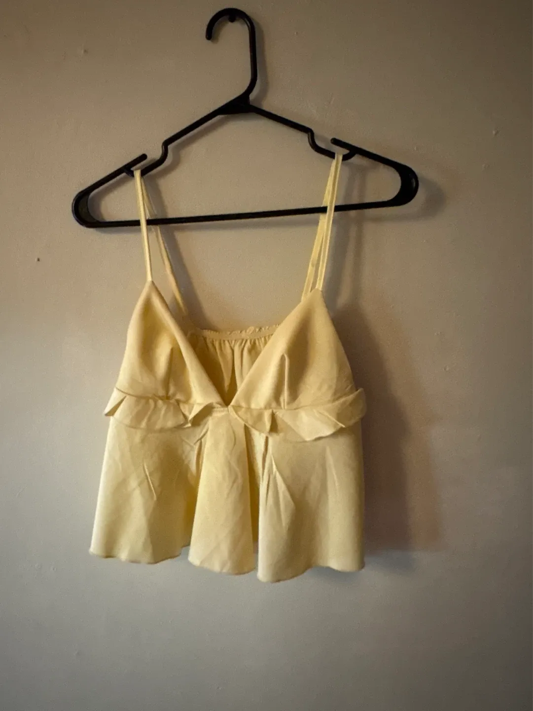 Yellow cami top with ruffles