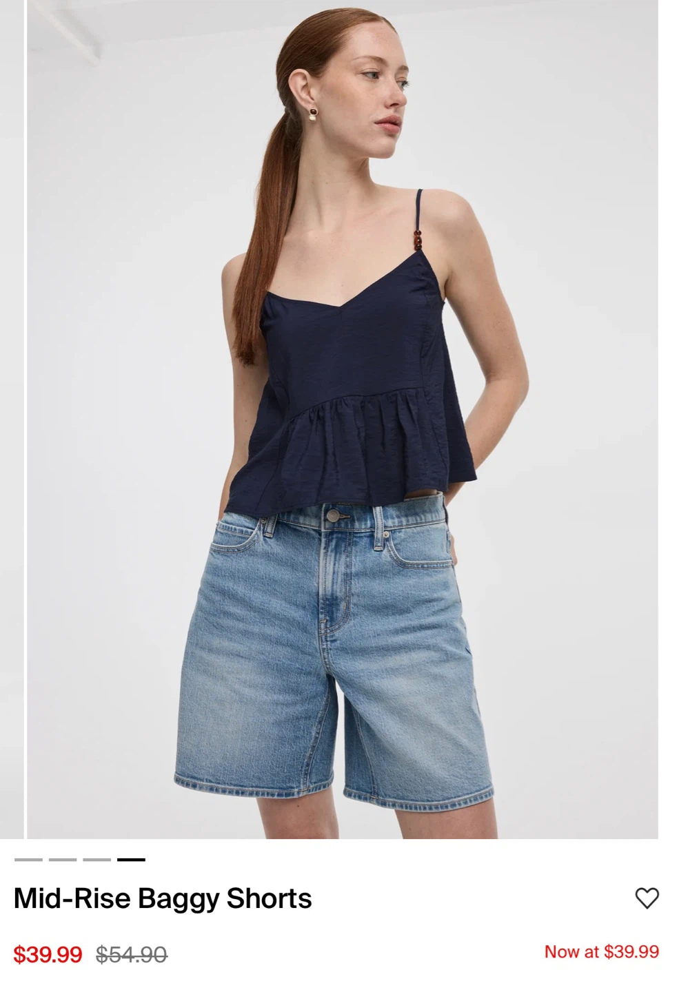 New Mid-Rise Baggy Denim Shorts size L