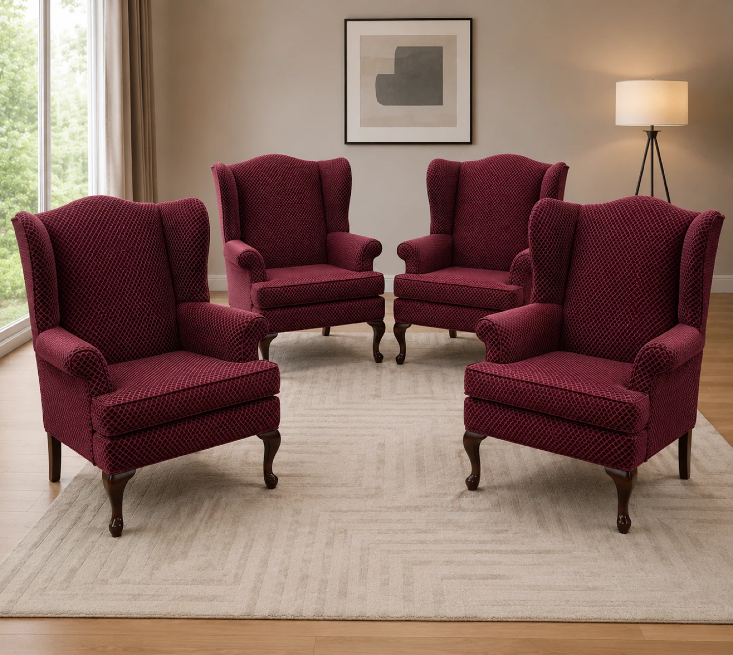 Wingback Accent Chairs - Burgundy
