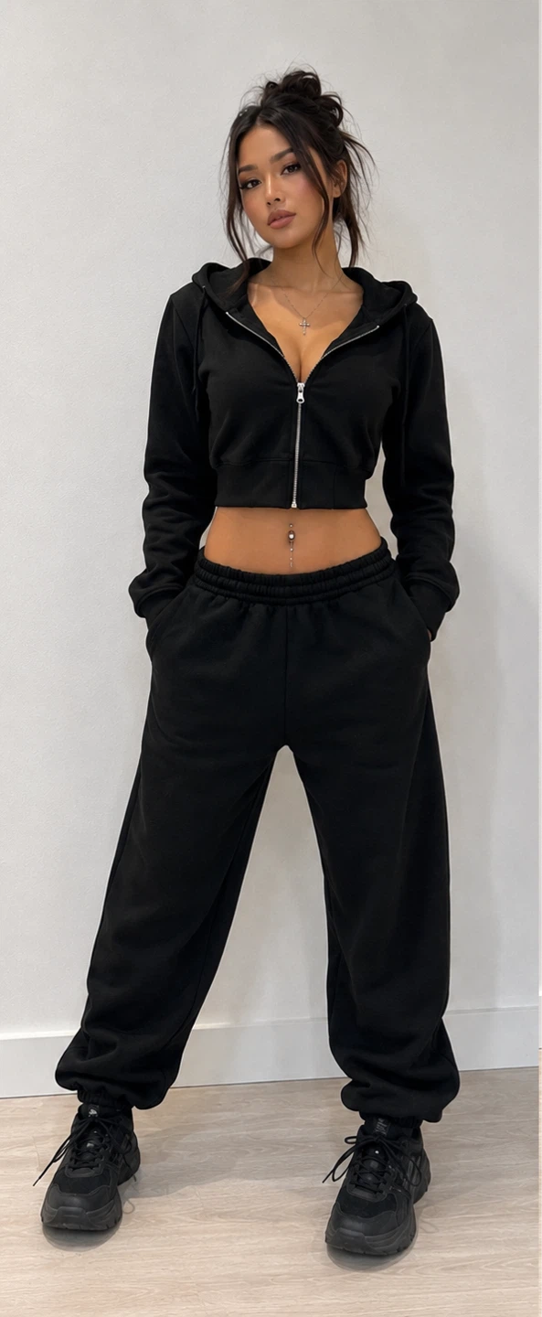 Black Sweatpants Rhinestone Skeletons