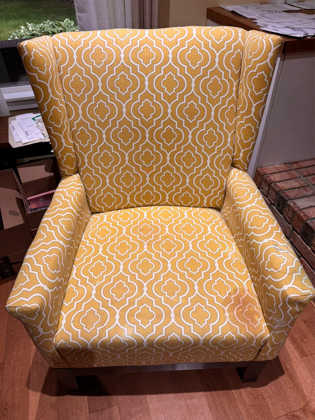 Yellow Quatrefoil Accent Chair