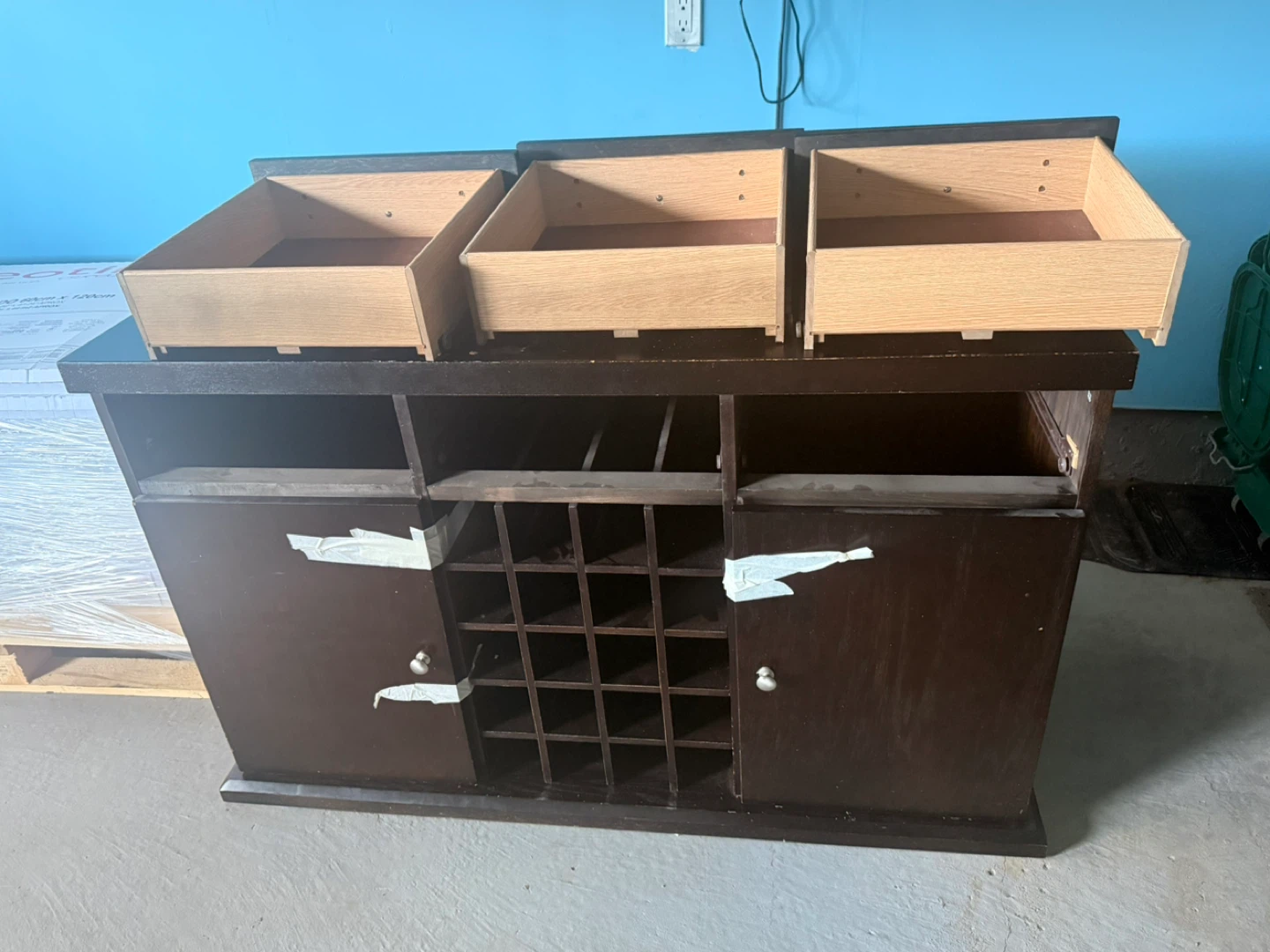 Black Sideboard with Wine Rack