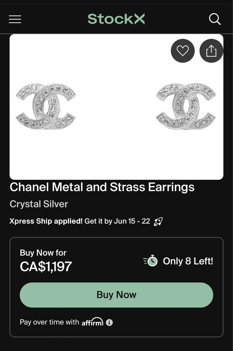 Chanel Metal and Strass CC Earrings - Crystal Silver - photo 3