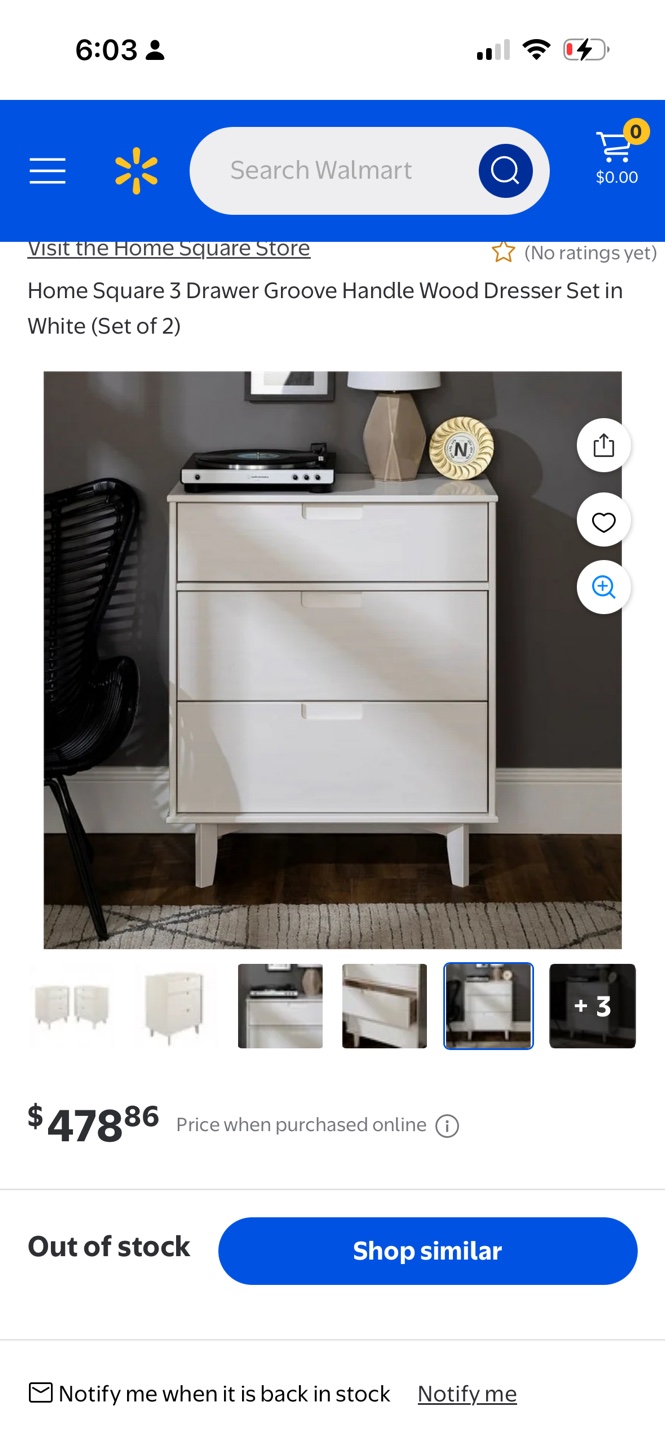 3 Drawer Dresser Set in White