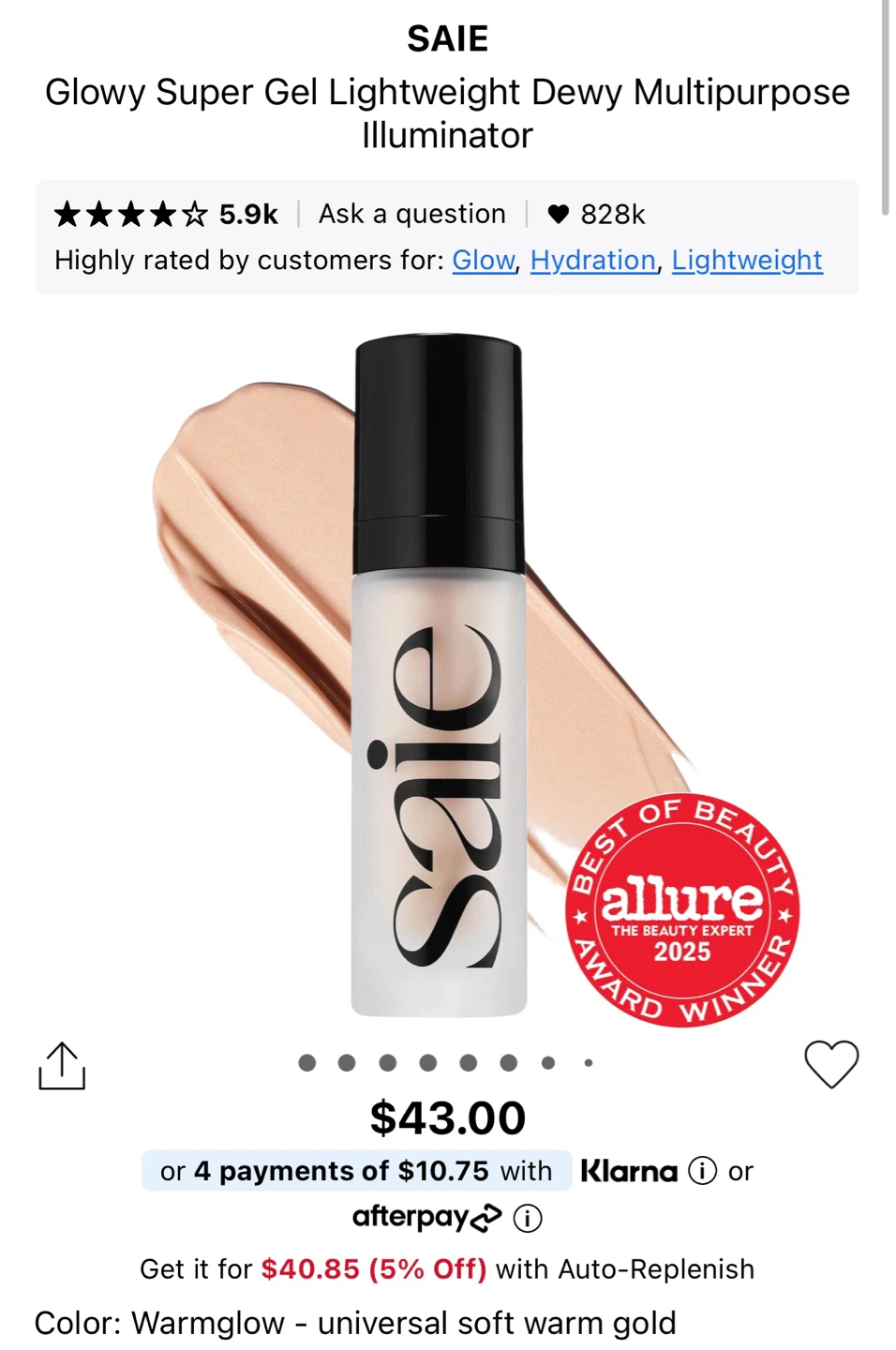 🆕 SAIE Glowy Super Gel Illuminator in Warmglow 5 ml - photo 4
