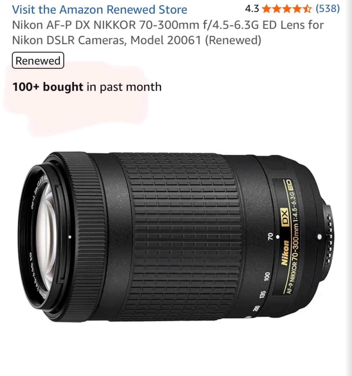 Nikon AF-P DX NIKKOR 70-300mm f/4.5-6.3G ED Lens