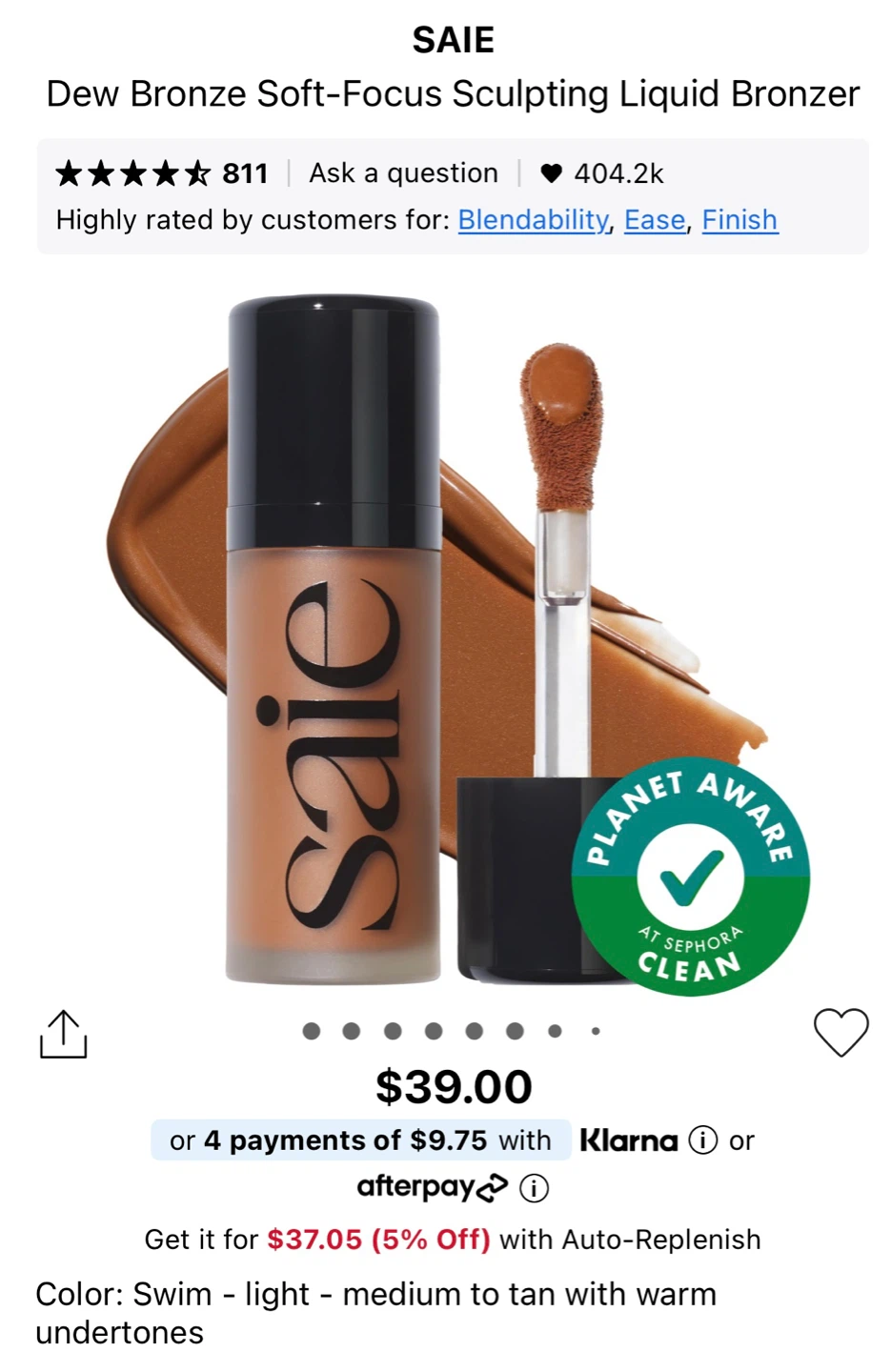 🆕 Saie Mini Dew Bronze Liquid Bronzer - Swim 5ml - photo 3