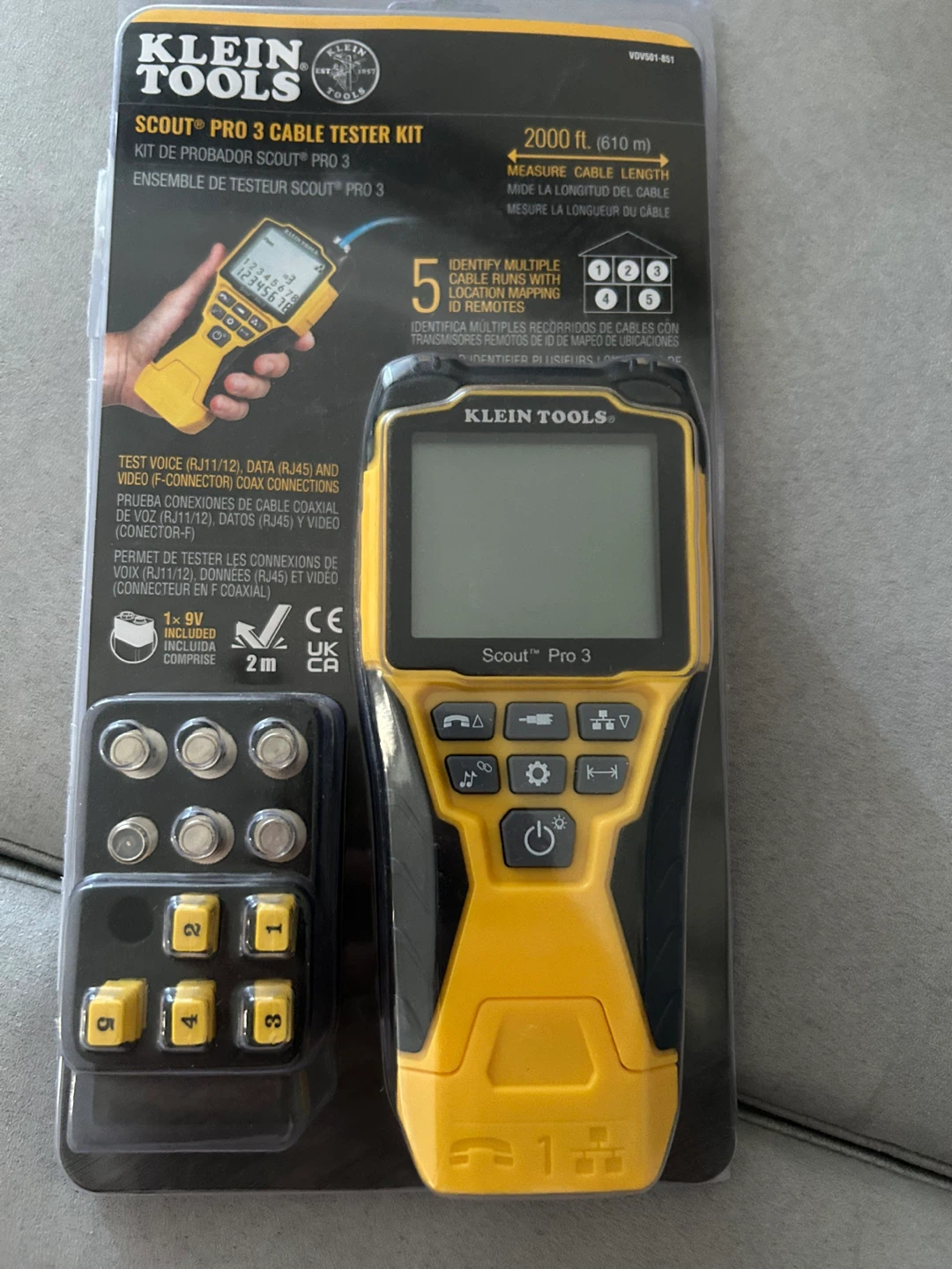 Open box not used KLEIN TOOLS SCOUT Pro 3 Cable Tester Kit