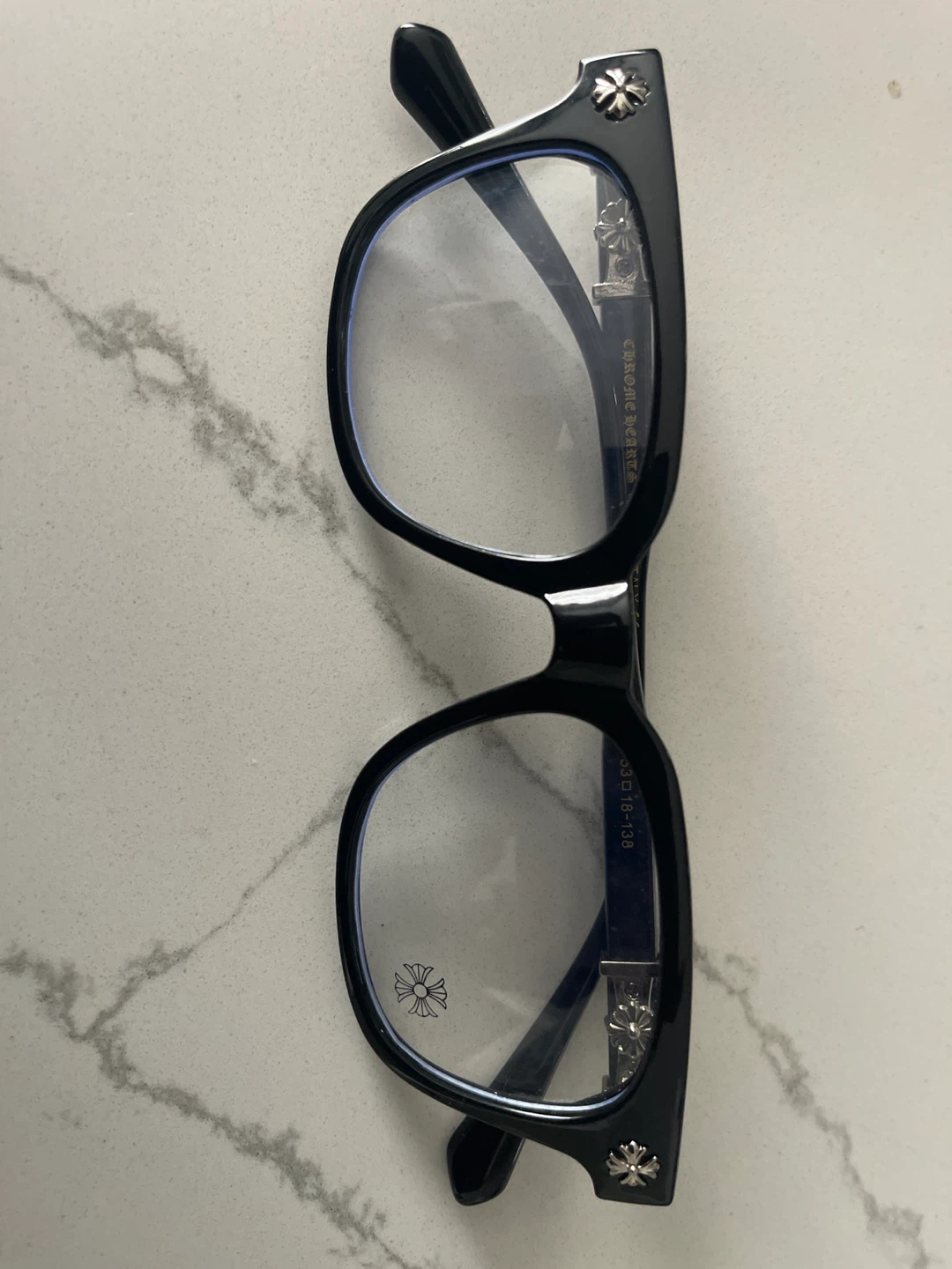 Chrome Hearts Glasses black and silver, blue light