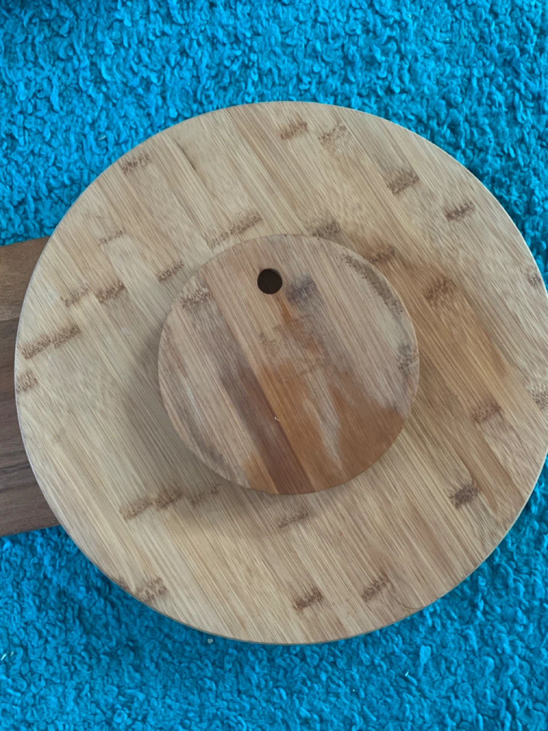 Bamboo Round Cutting Board with Small Paddle Board - photo 2