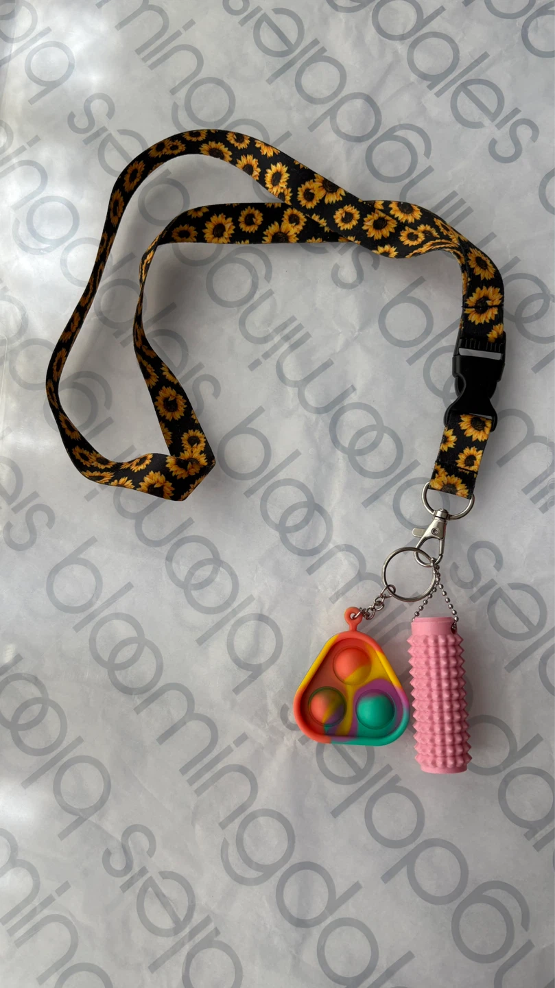 Sunflower Lanyard with Pop It and Textured Fidget Toy