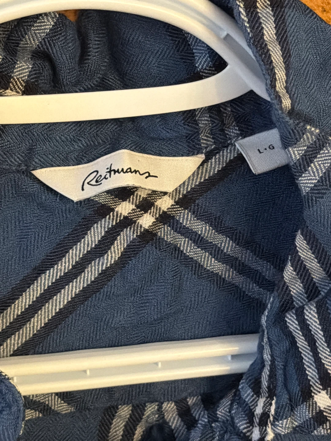 Reitmans Blue Plaid Long Sleeve Shirt - Large - photo 2