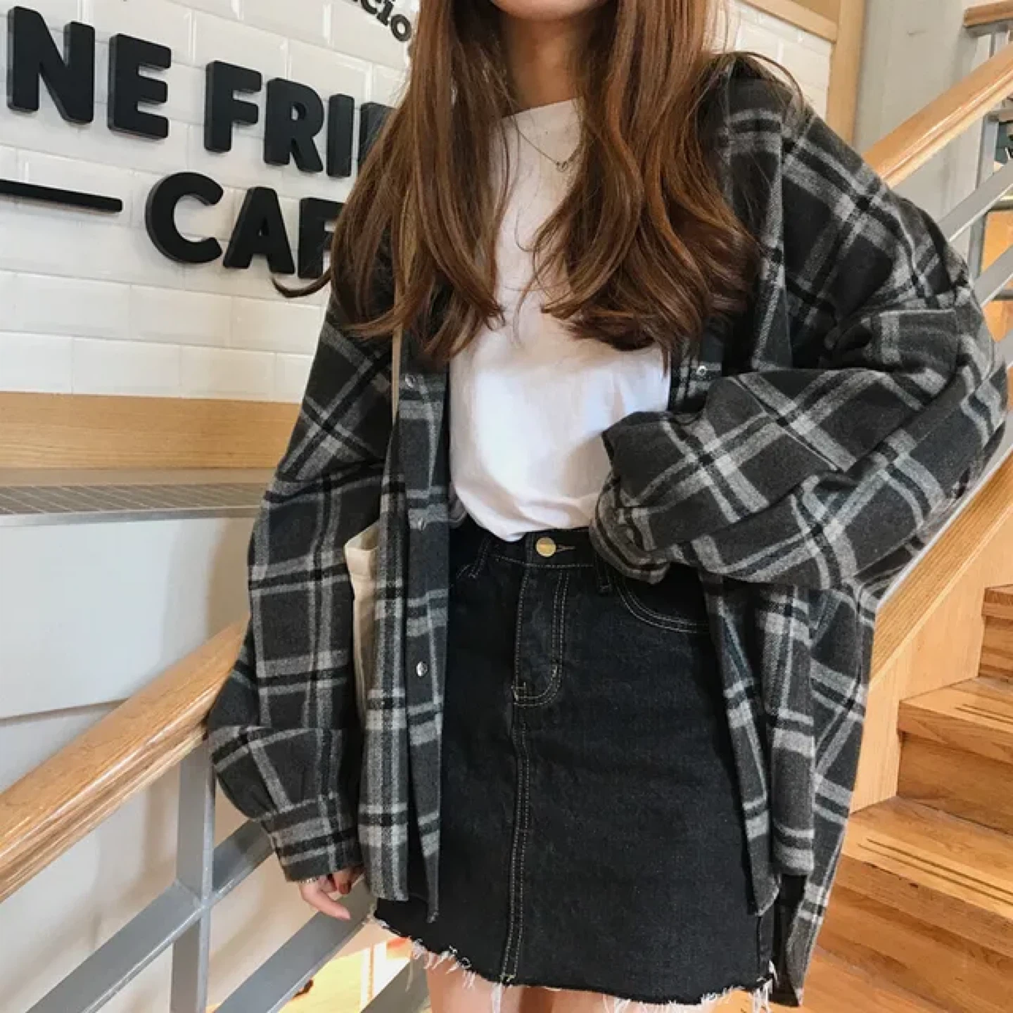Plaid Flannel Shirt - Grey/White/Red