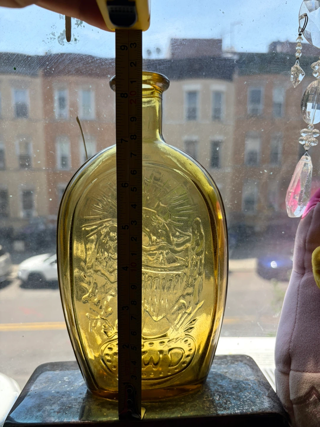 Vintage Amber Wheaton Glass Flask Bottle Frigate Ship & Eagle - photo 5