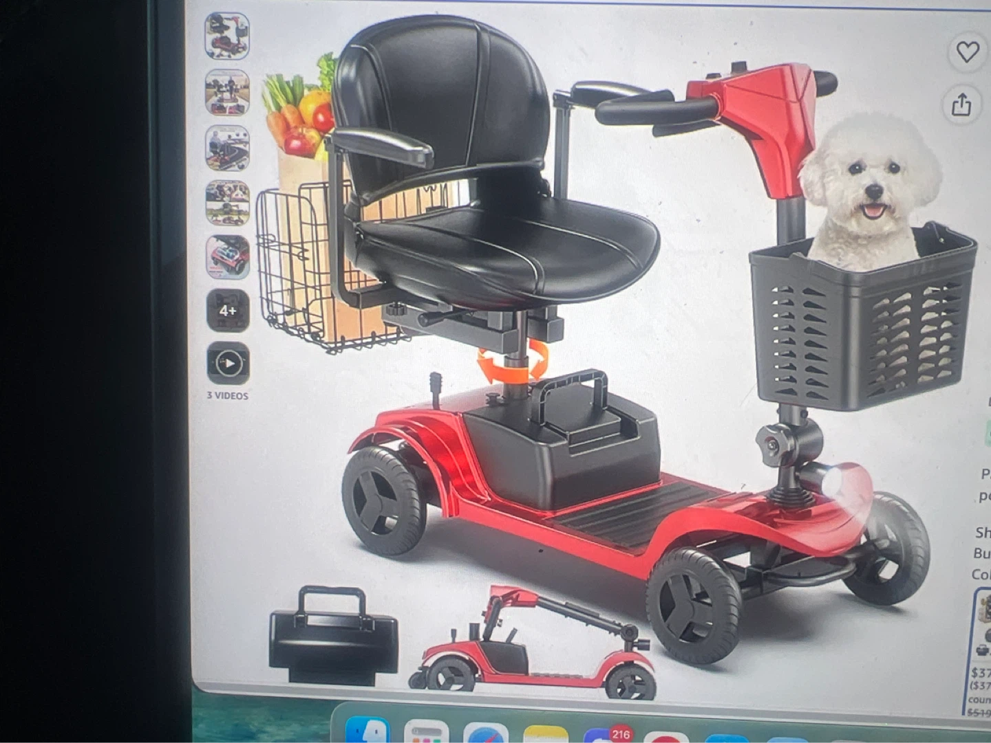 Red Mobility Scooter 15+/28+ Miles Travel Range