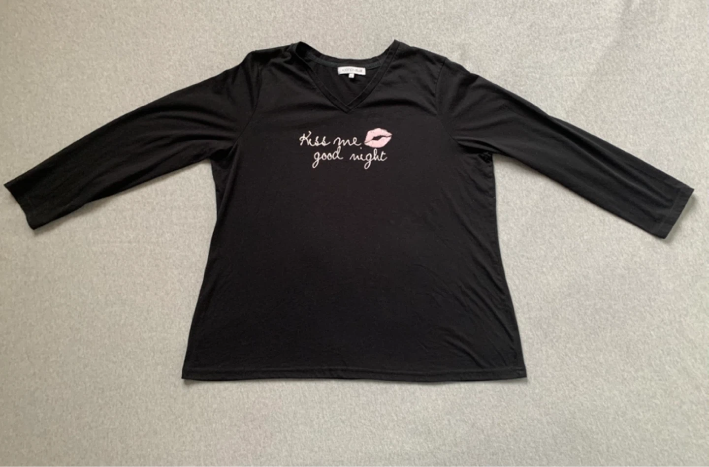1X Addition Elle Black Long Sleeve ‘Kiss Me Good Night’ Top