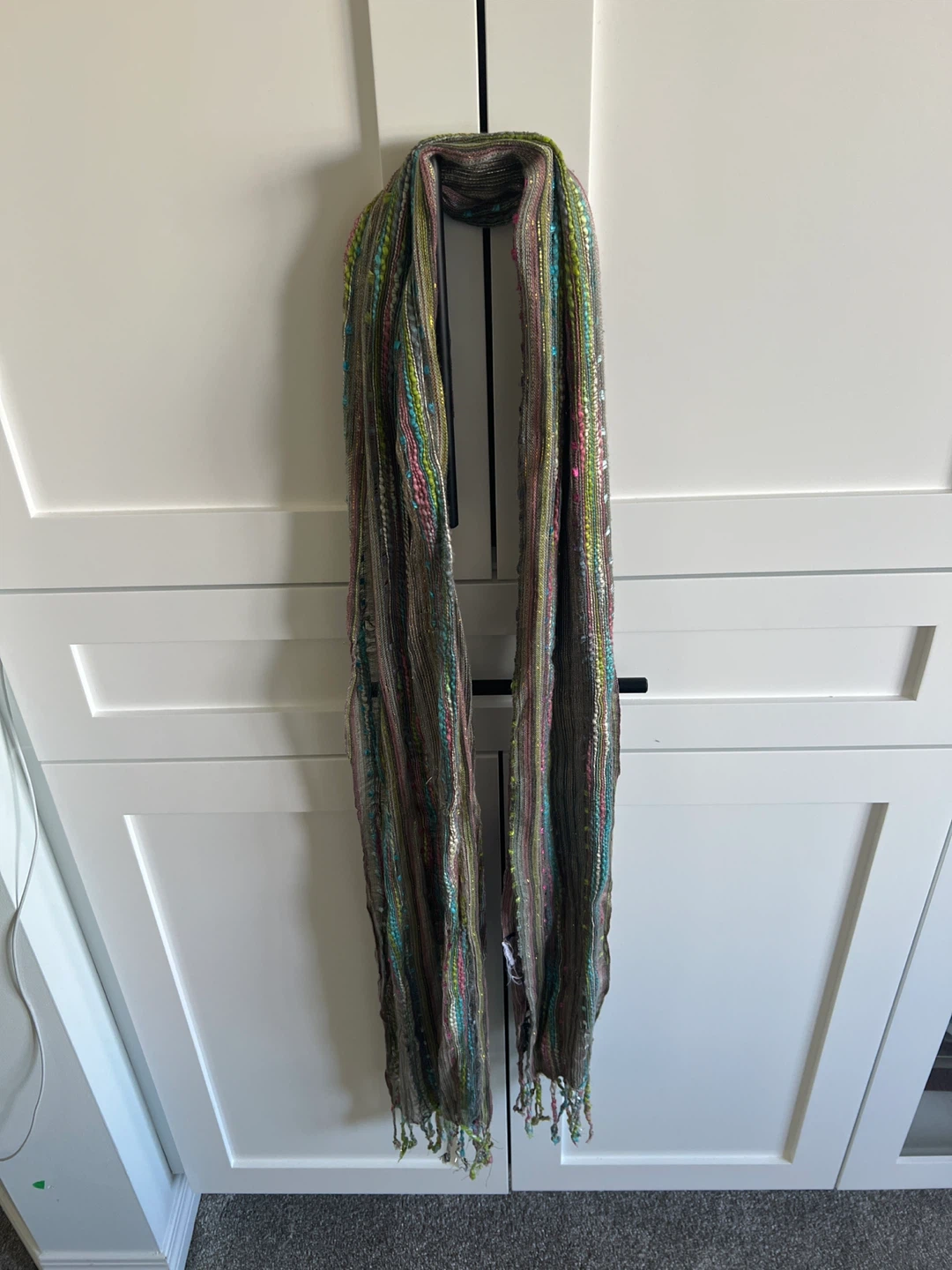 Multicoloured Striped Scarf with Tassels - photo 3