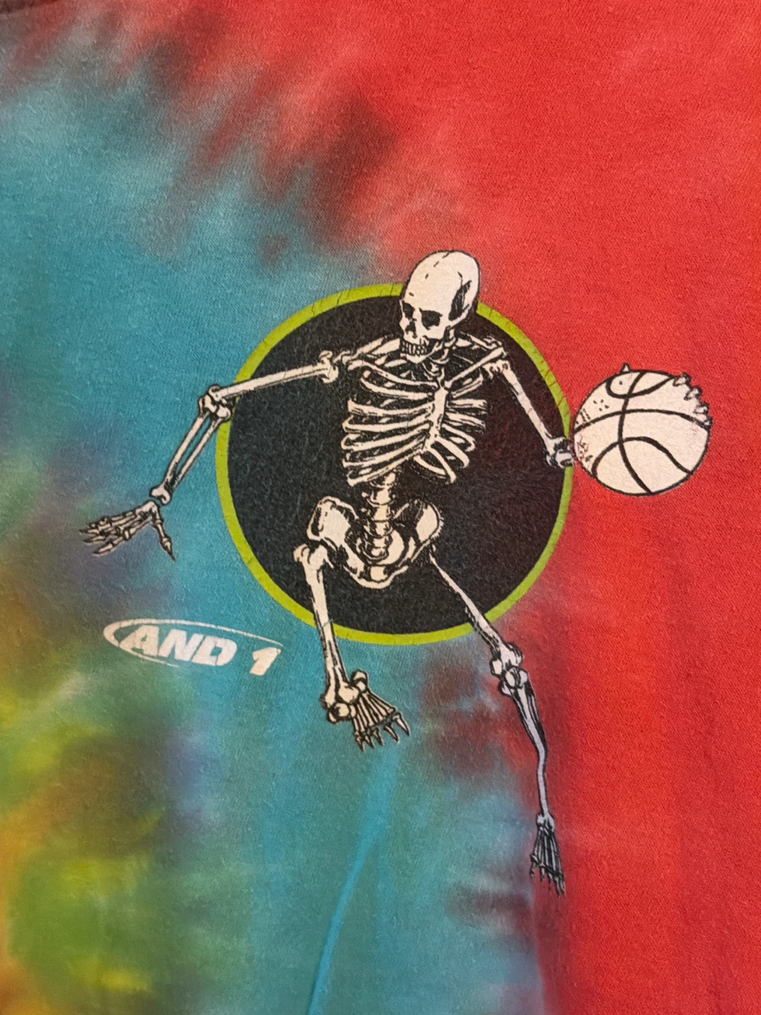 Vintage AND 1 Tie Dye Skeleton Basketball T-Shirt Size L - photo 2
