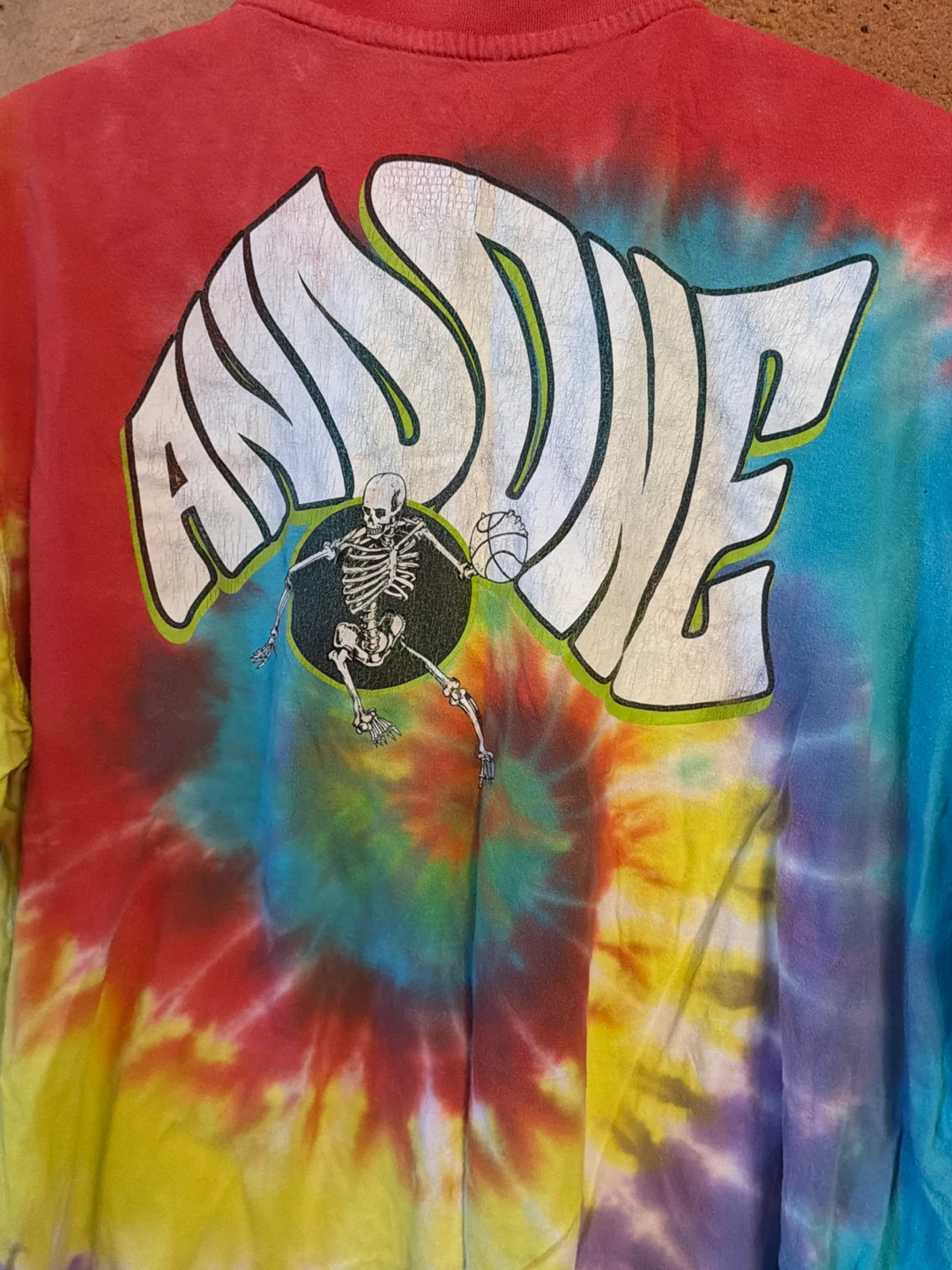 Vintage AND 1 Tie Dye Skeleton Basketball T-Shirt Size L - photo 4
