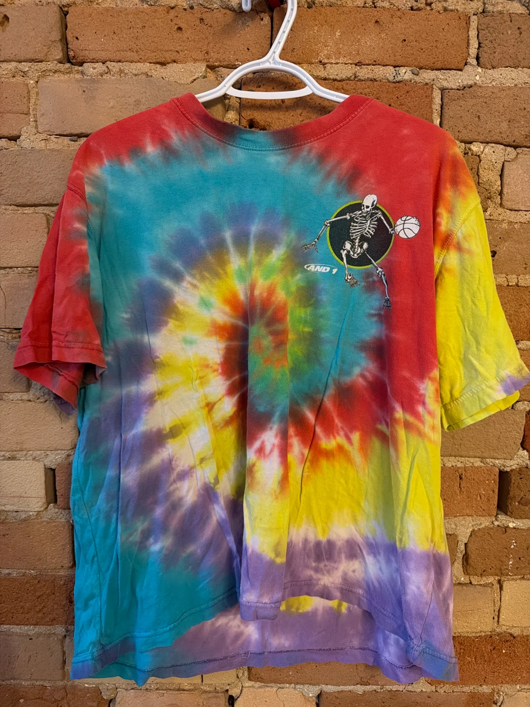 Vintage AND 1 Tie Dye Skeleton Basketball T-Shirt Size L