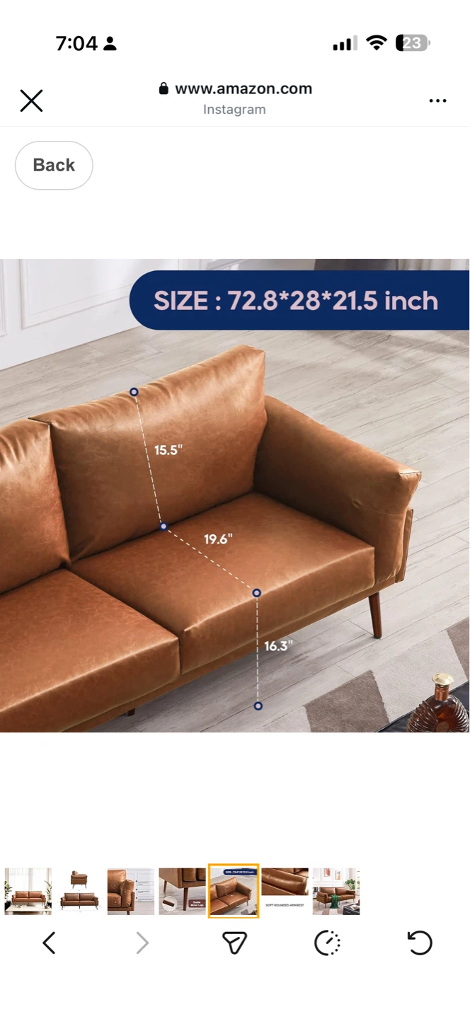 Brown Faux Leather Sofa - photo 5