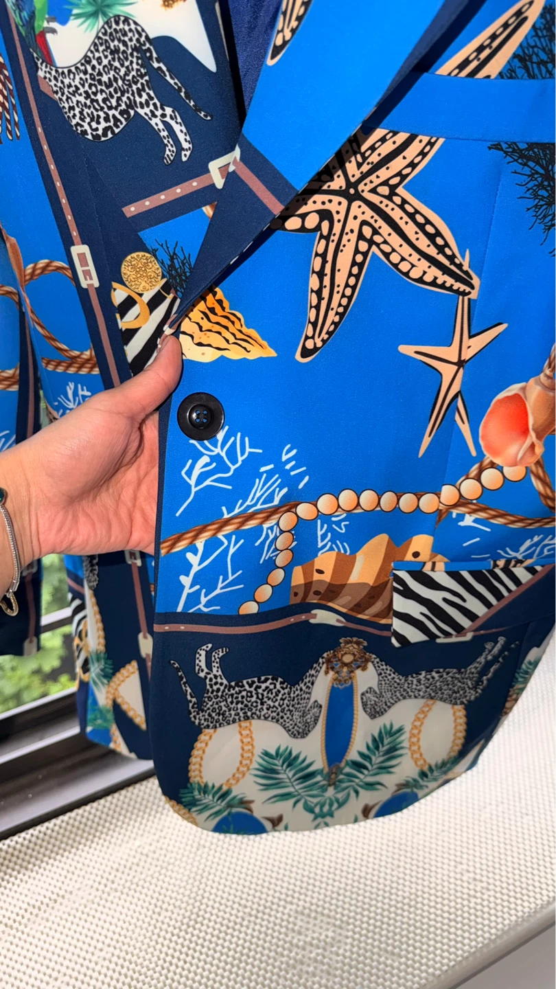 TIFFANY-TOMATO Blue Nautical Print Blazer - photo 3