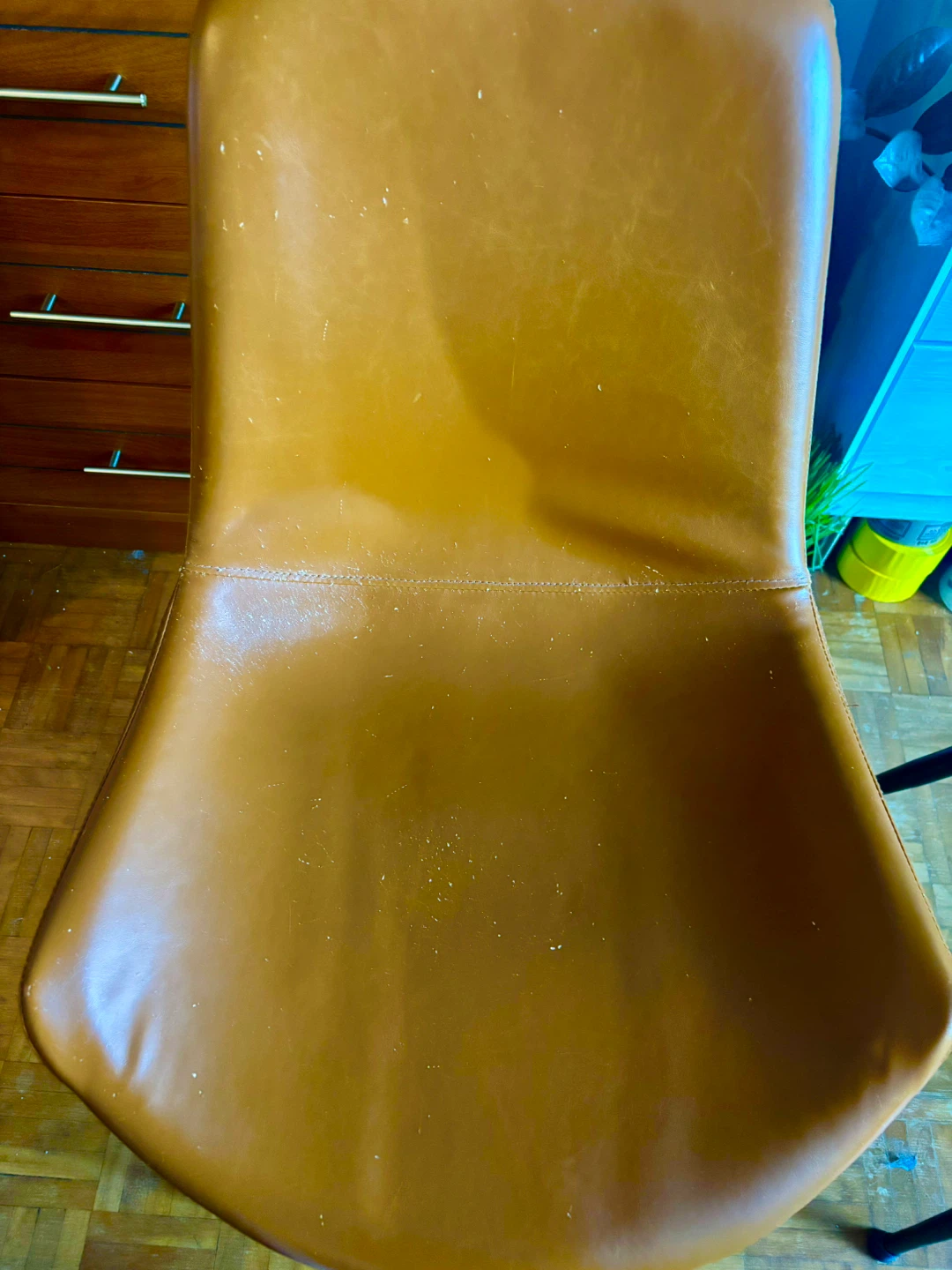 Set of 2 Tan Genuine Leather Dining Chairs - photo 2
