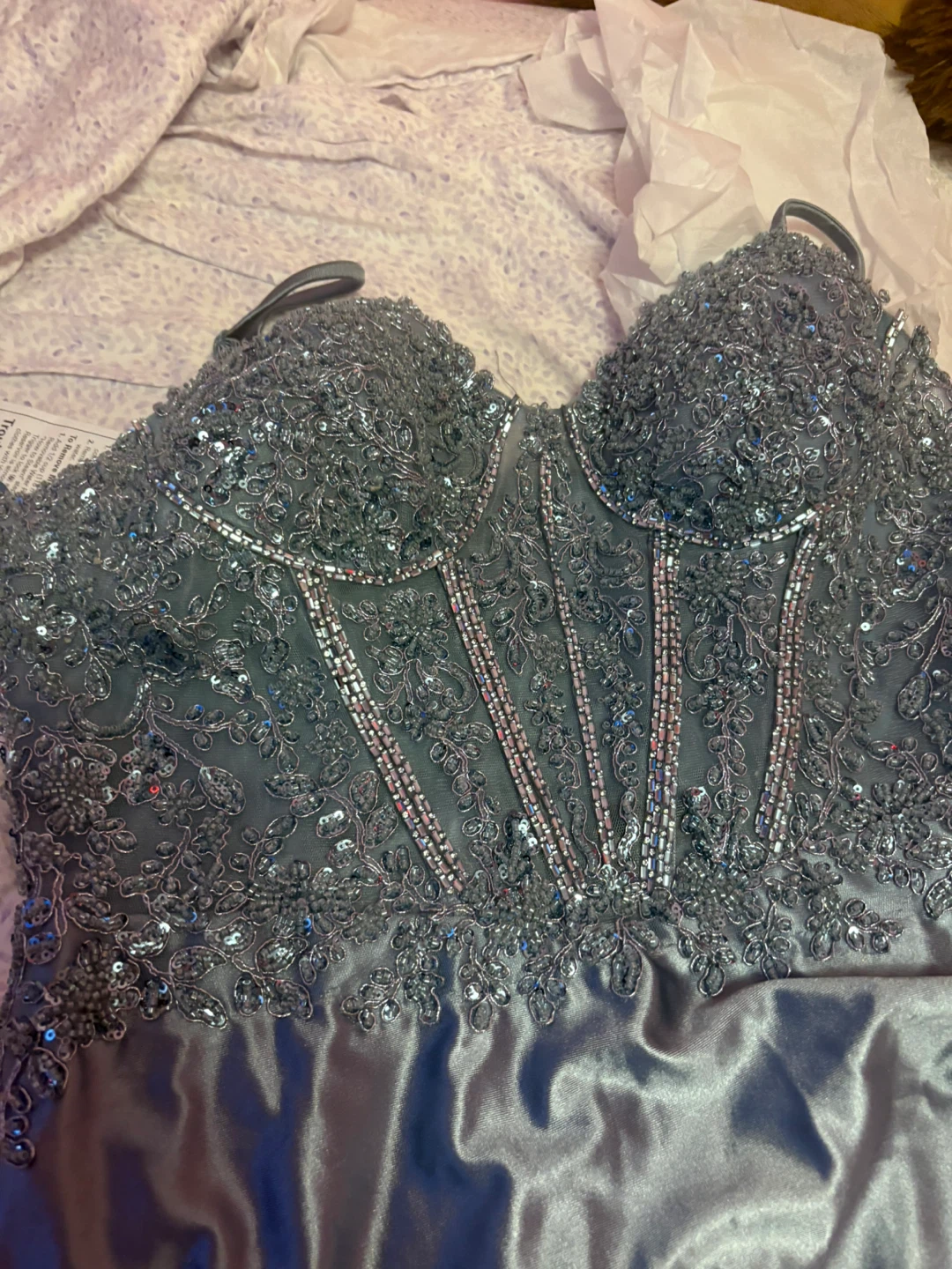Sparkly Blue Corset Prom Dress - photo 2